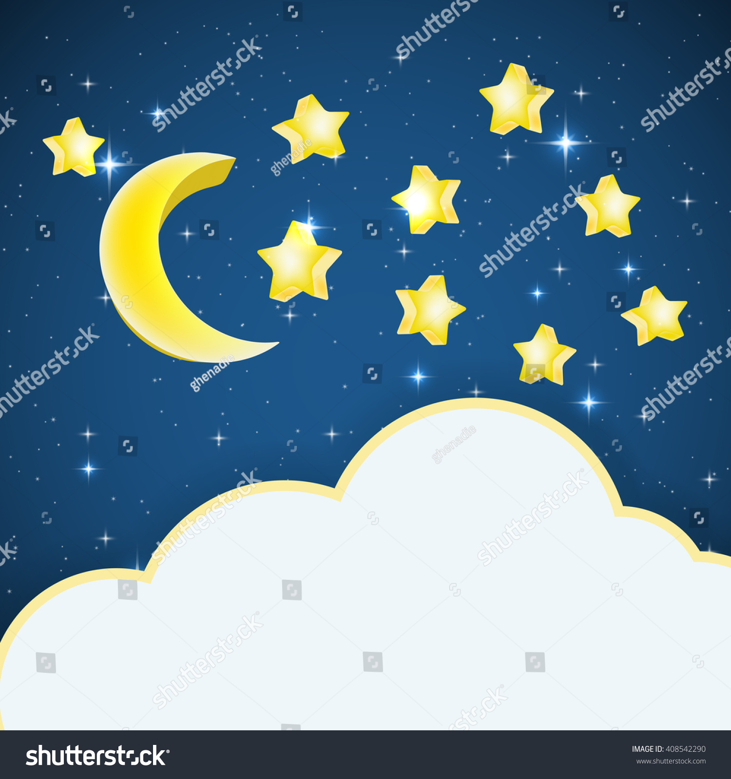 Night Sky Background Cartoon Stars Moon Stock Vector Royalty Free