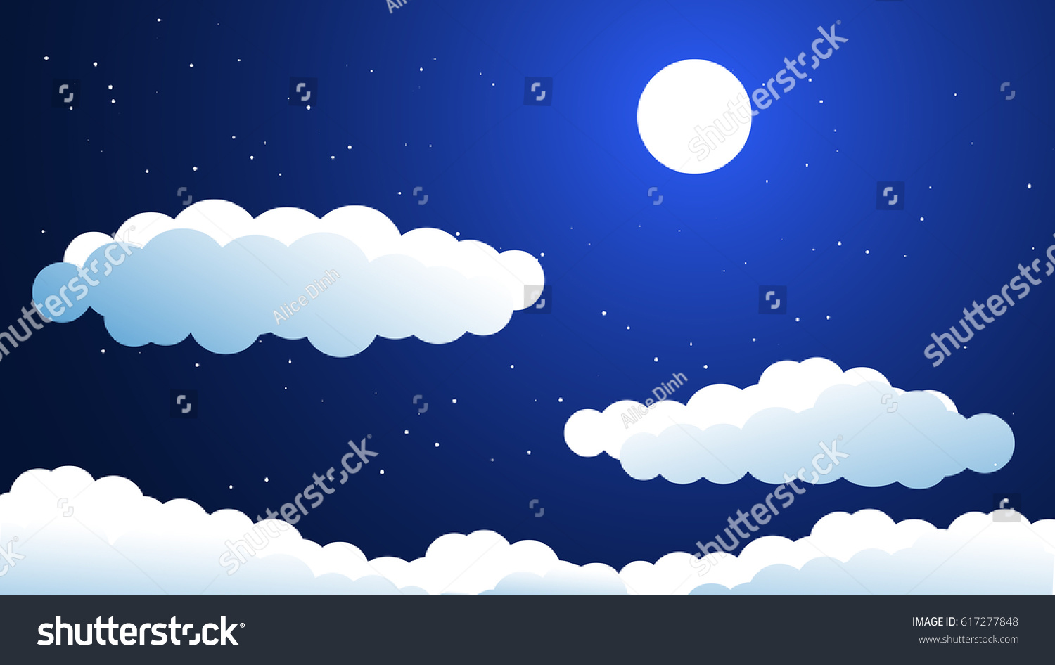 Night Sky Vector Illustration Clouds Moon Stock Vector Royalty Free