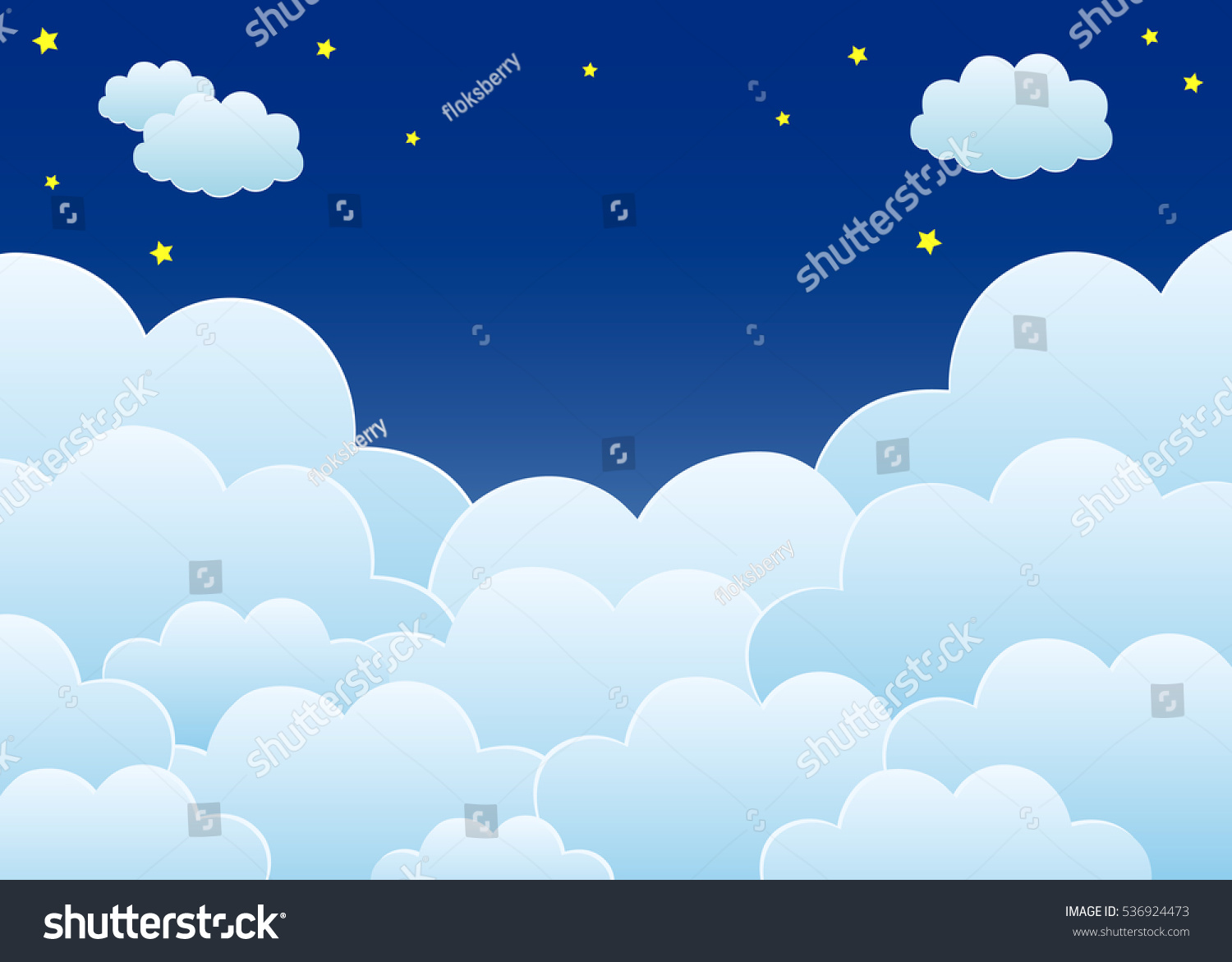 Night Sky Clouds Stars Cartoon Background Stock Vector Royalty Free