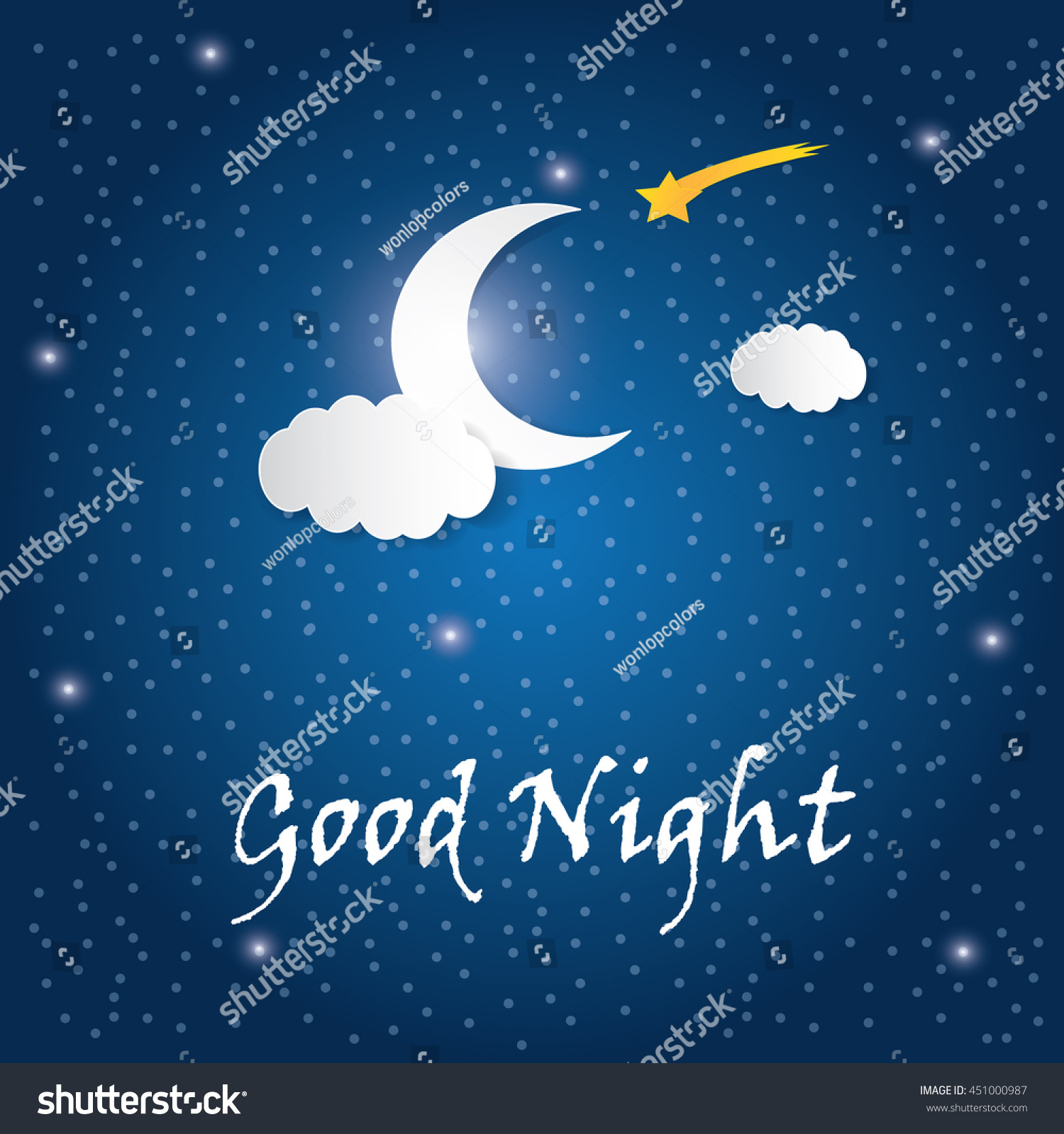 Night Sky With Moon And Stars Watercolor Abstract Stain Vector Night ...