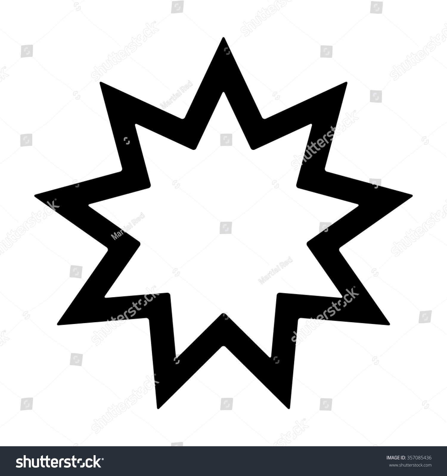 Nine Pointed Star Symbol Bahai Faith Stock Vector 357085436 - Shutterstock