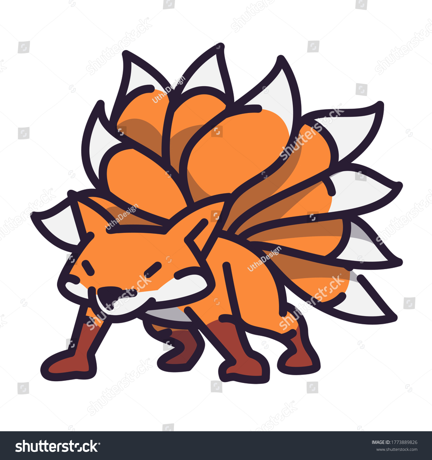 Nine Tailed Demon Fox Japan Mythology Stock Vector Royalty Free 1773889826 - nine tailed fox song roblox id