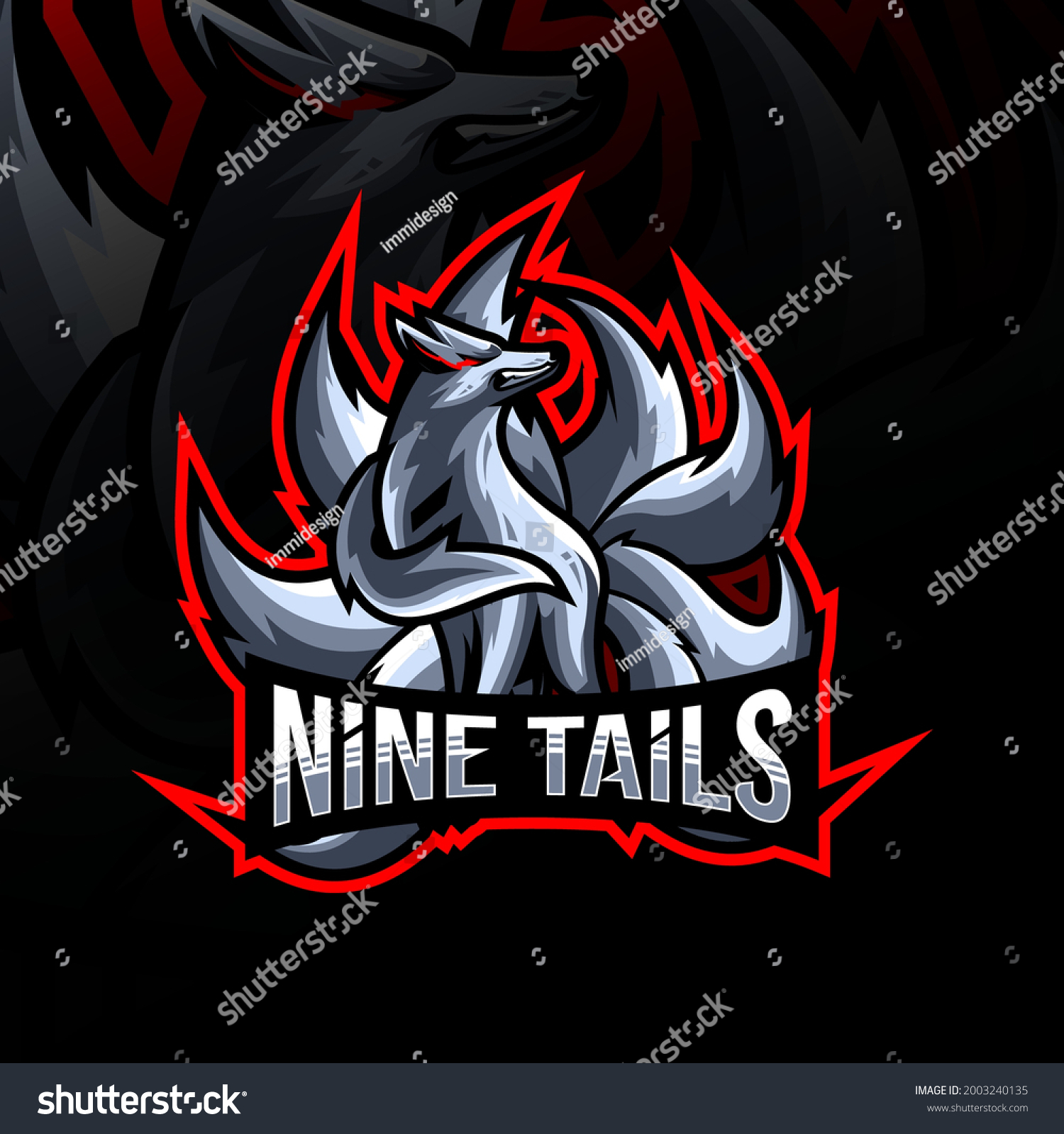 SVG of Nine tails mascot logo esport templates design svg