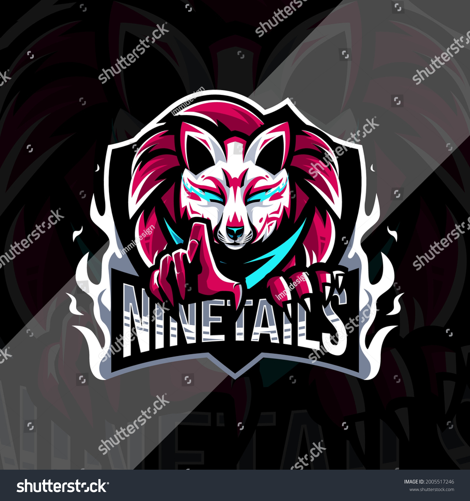 SVG of Ninetails mascot logo esport template design svg