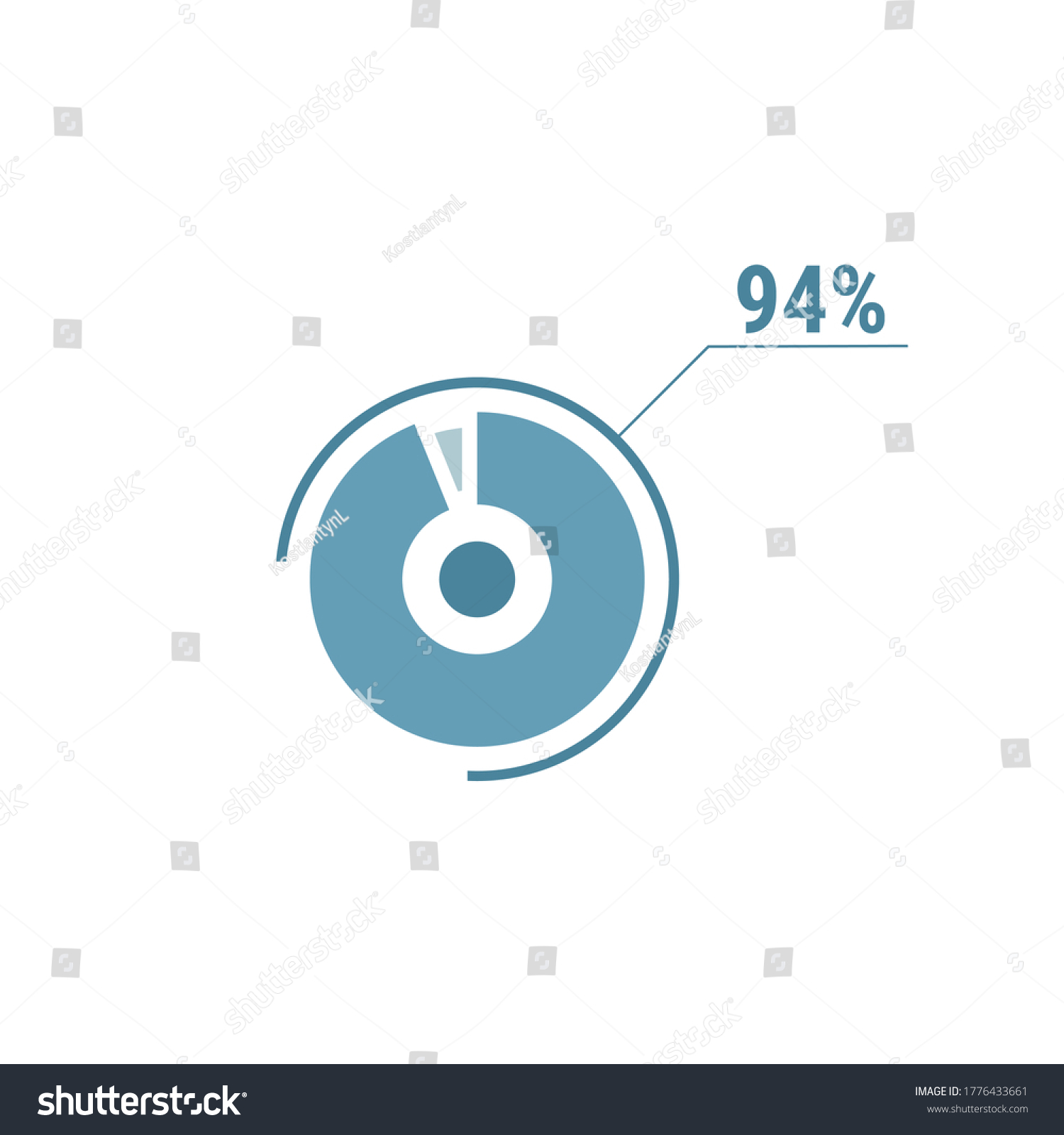 SVG of Ninety four percent chart pie, 94 percent circle diagram, vector design illustration, blue on white background. svg