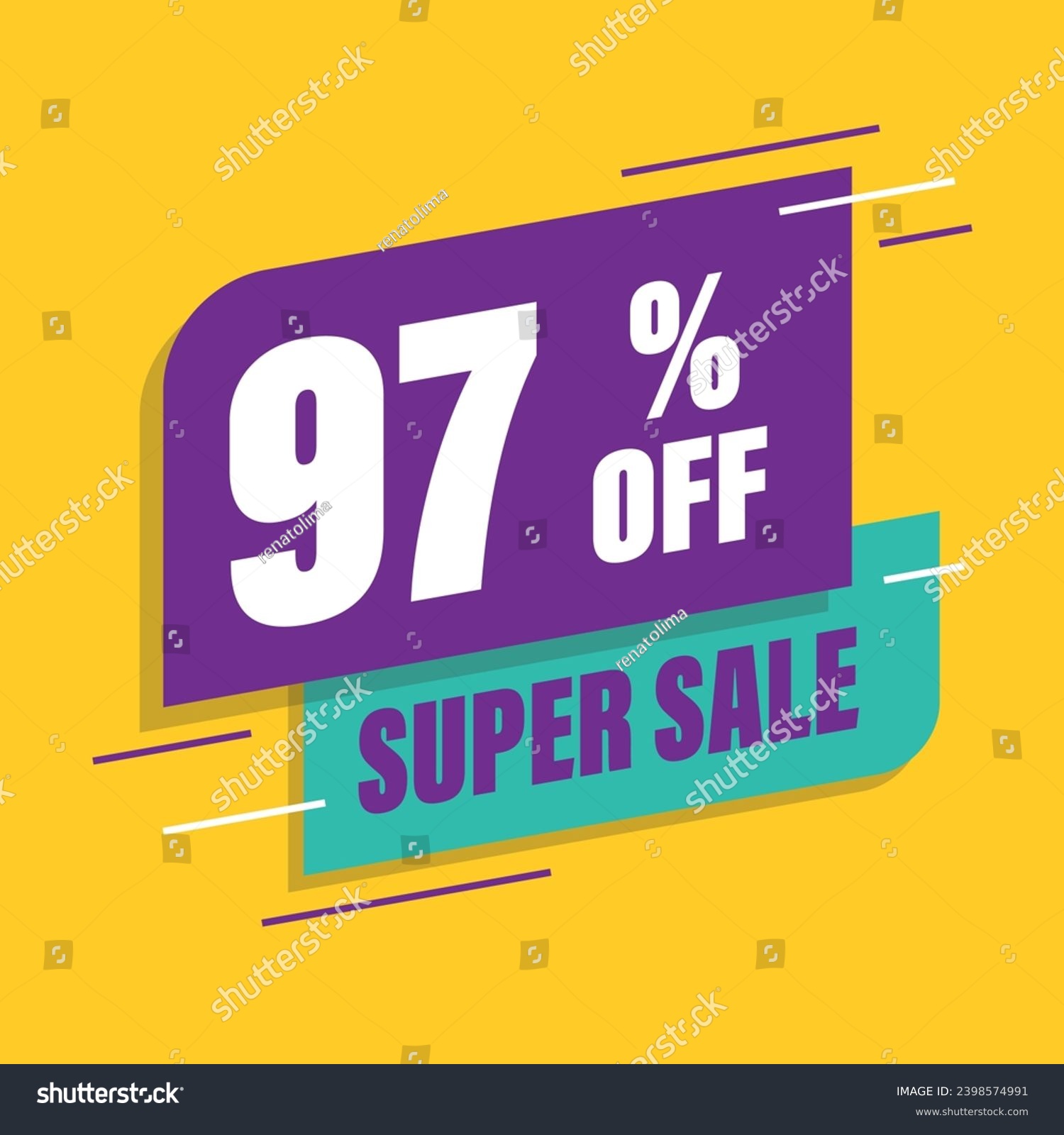 SVG of Ninety seven 97% percent purple and green sale tag vector svg