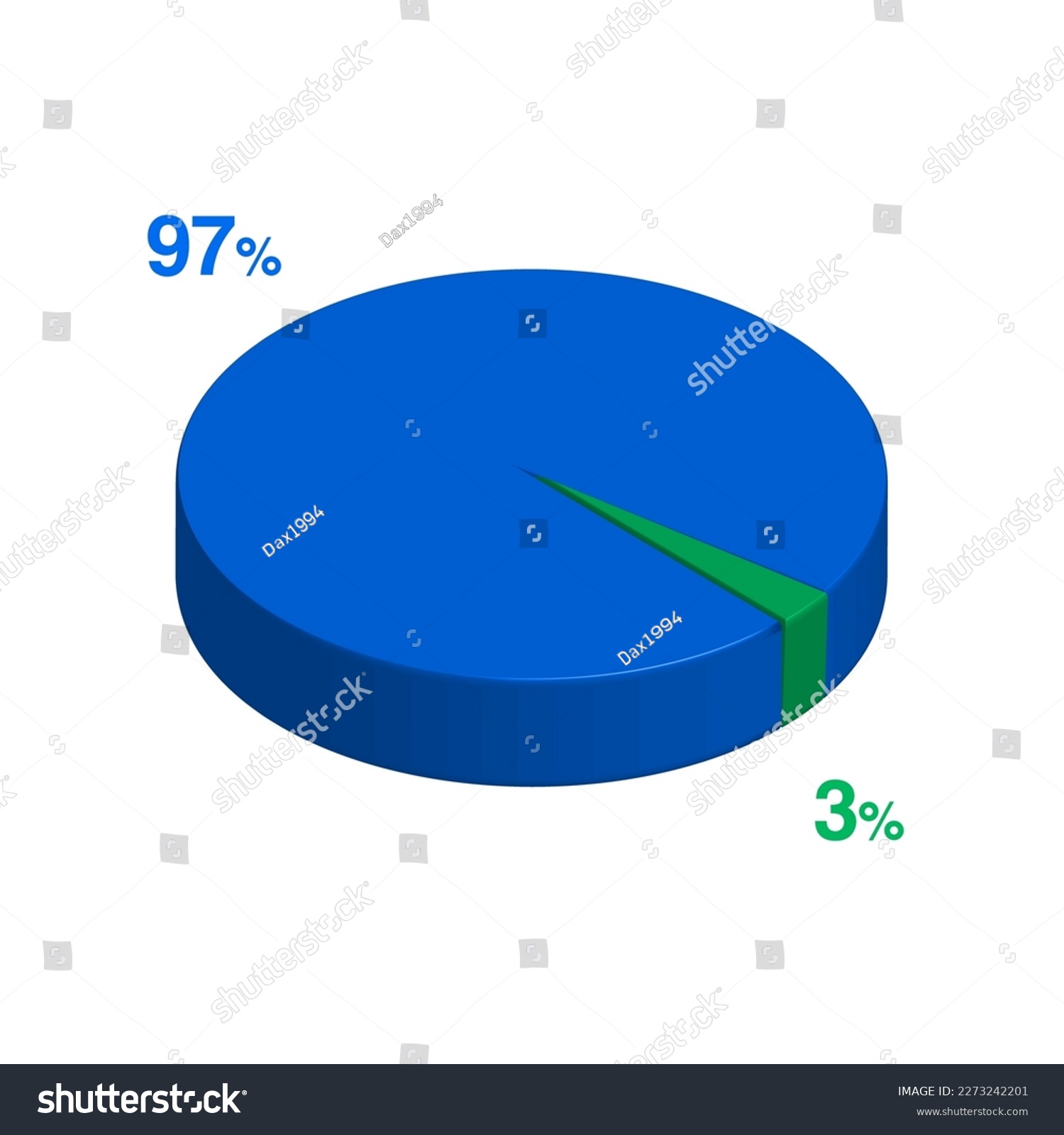 SVG of Ninety seven 97 three 3 3d Isometric pie chart diagram for business presentation. Vector infographics illustration eps. svg