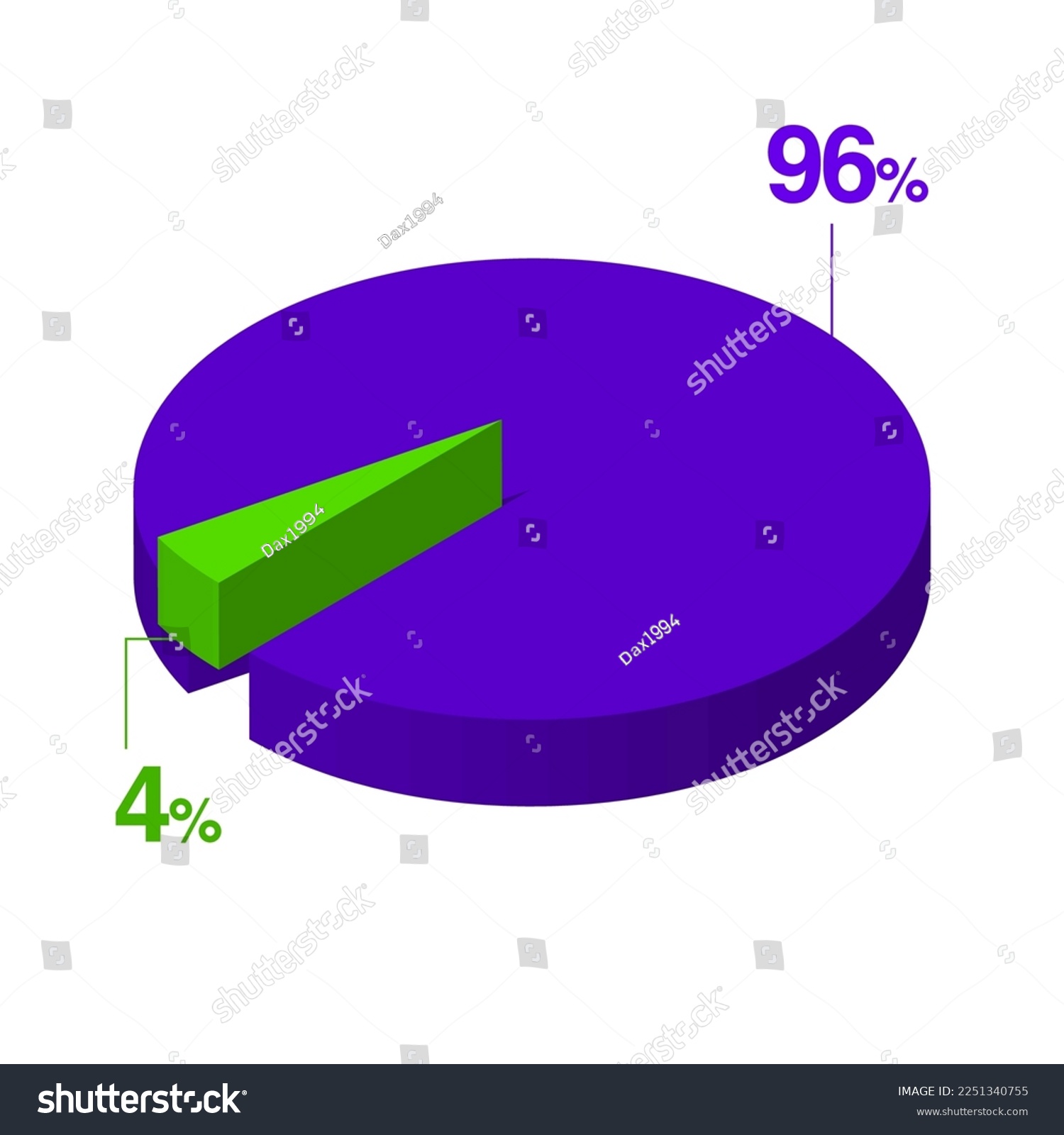 SVG of ninety six four 96 4 3d Isometric pie chart diagram for business presentation. Vector infographics illustration eps. svg