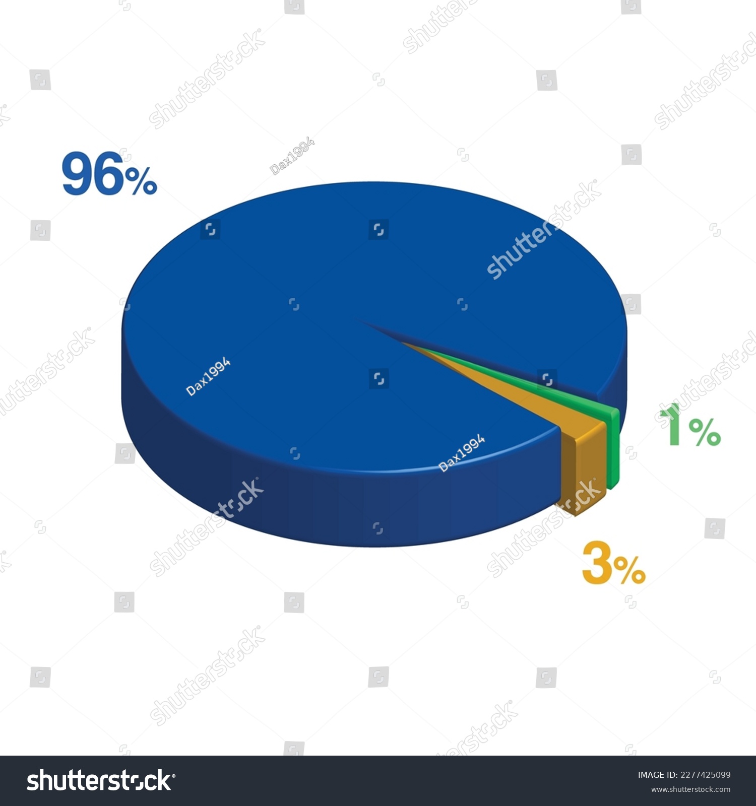 SVG of ninety six one 96 1 3 three percent 3d Isometric 3 part pie chart diagram for business presentation. Vector infographics illustration eps. svg