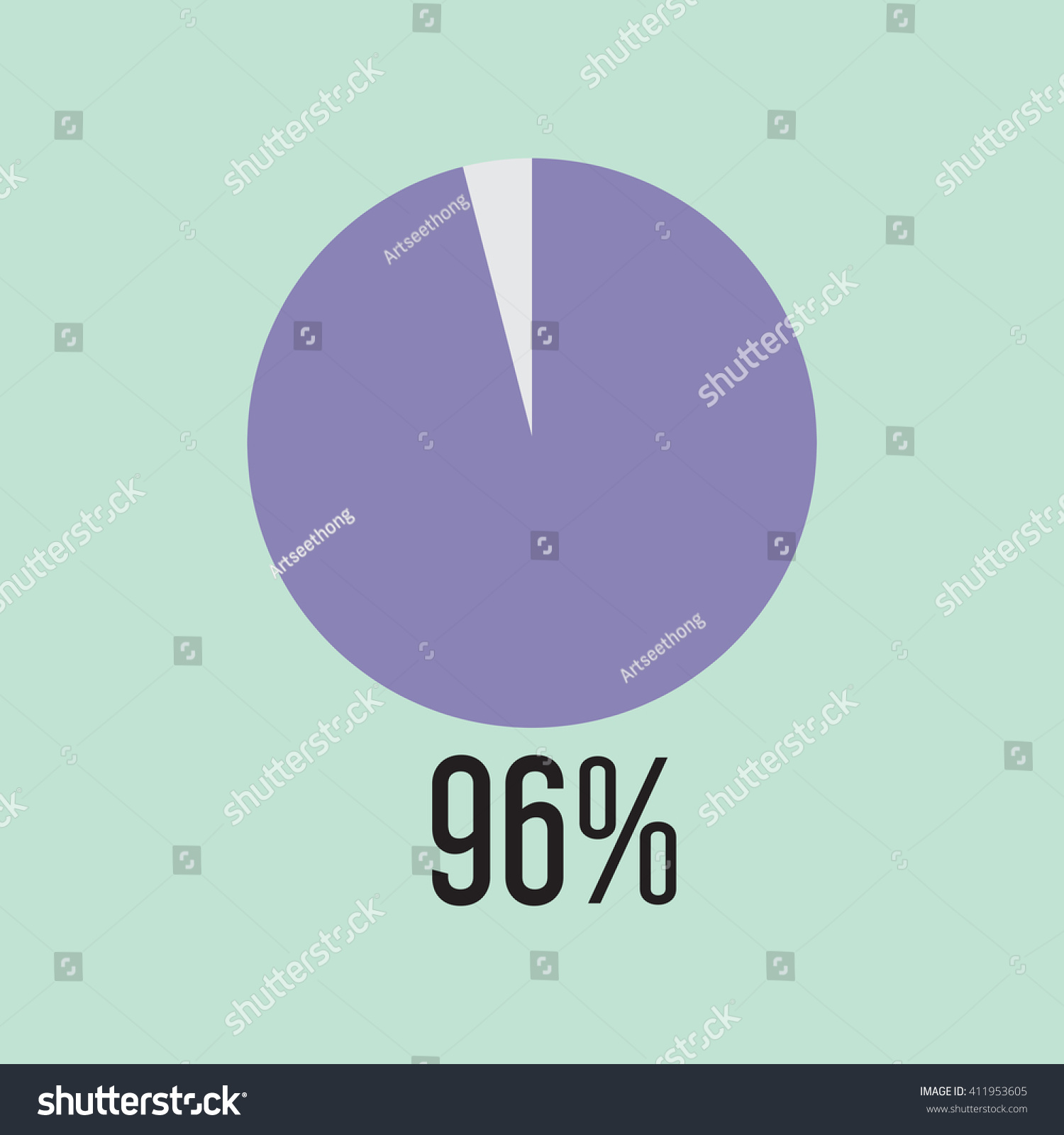 SVG of Ninety Six percentage circle icon, vector illustrator svg