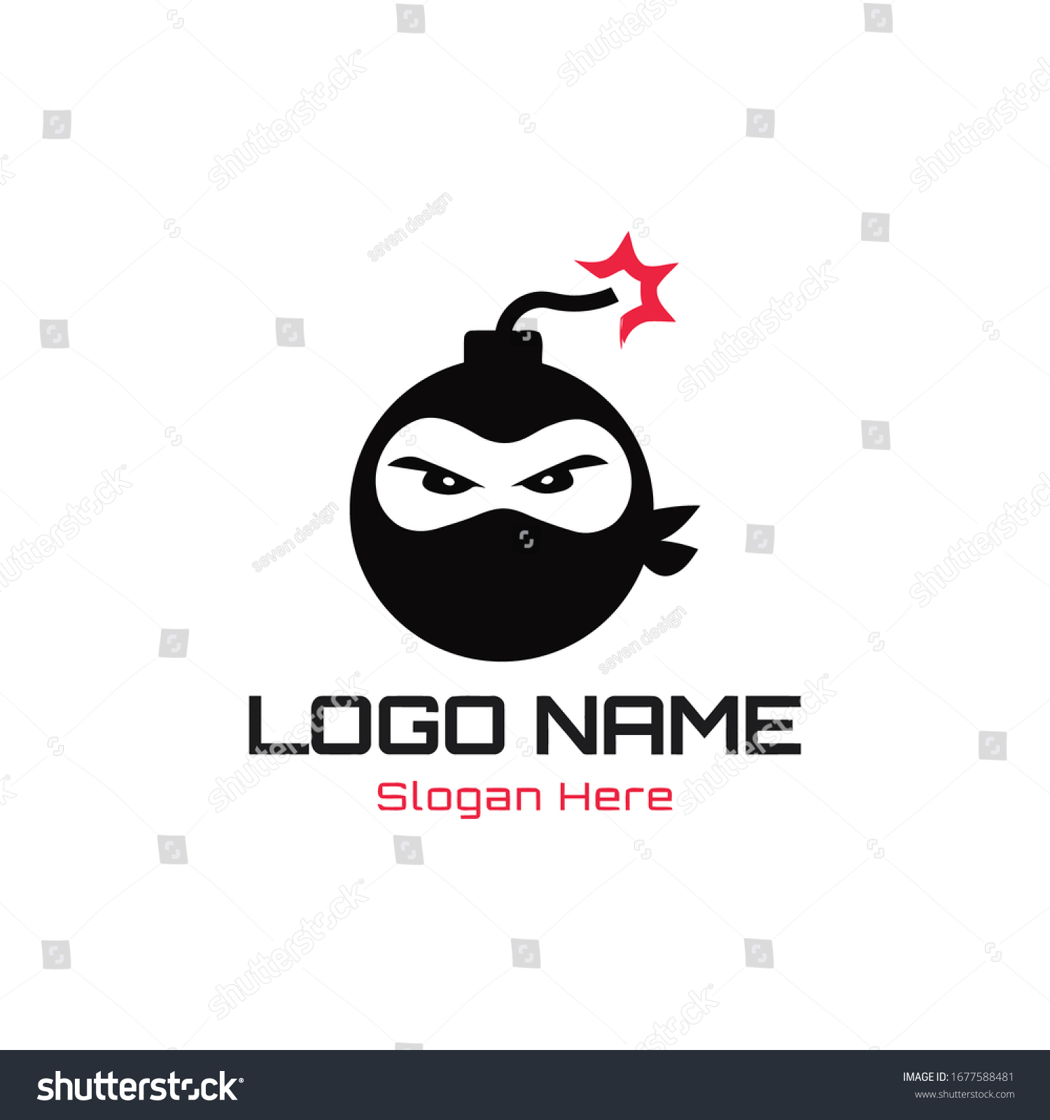 Ninja Boom Logo Design Template Design Stock Vector (Royalty Free ...