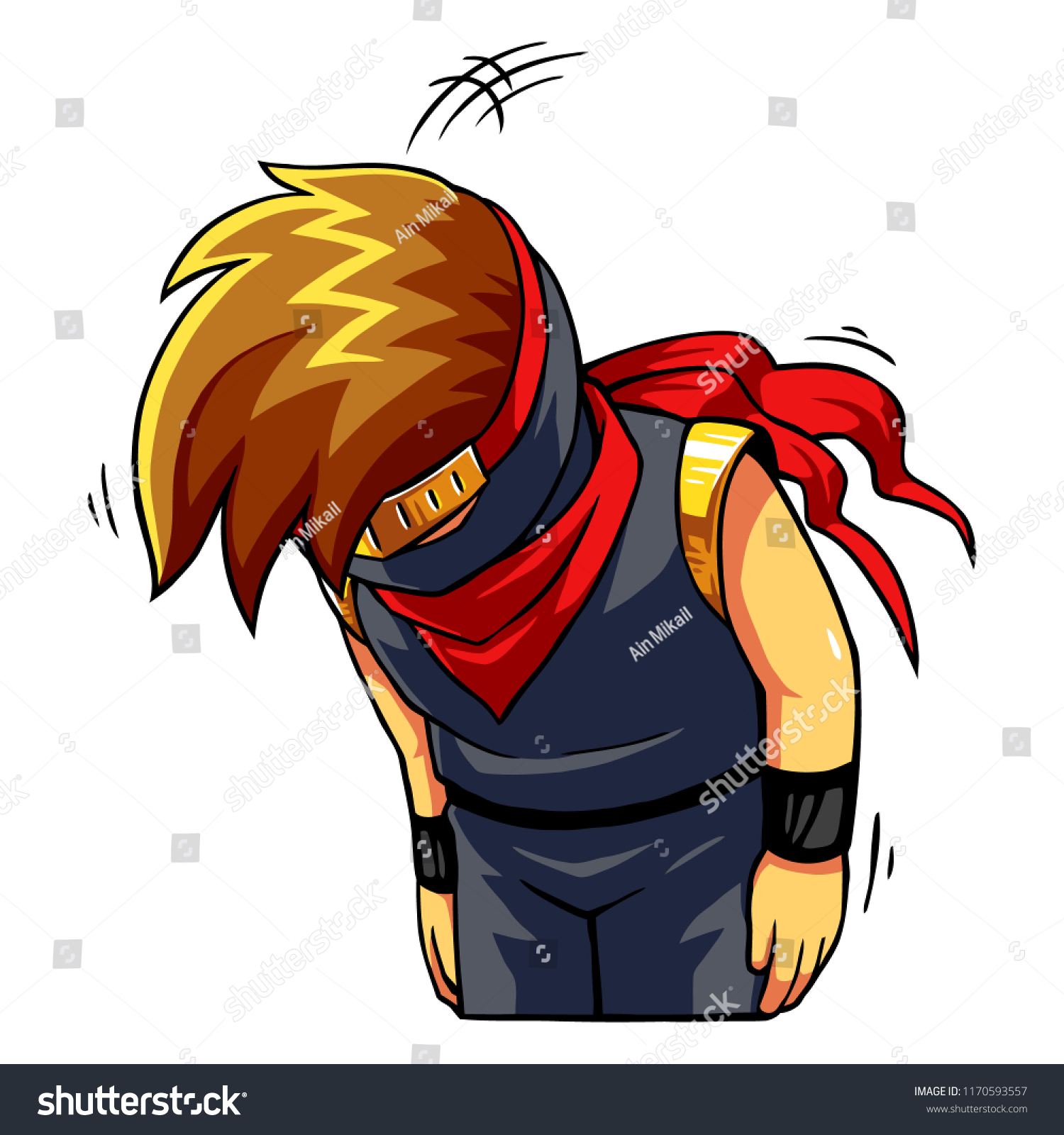 Ninja Boy Apologize Sorry Stock Vector Royalty Free 1170593557