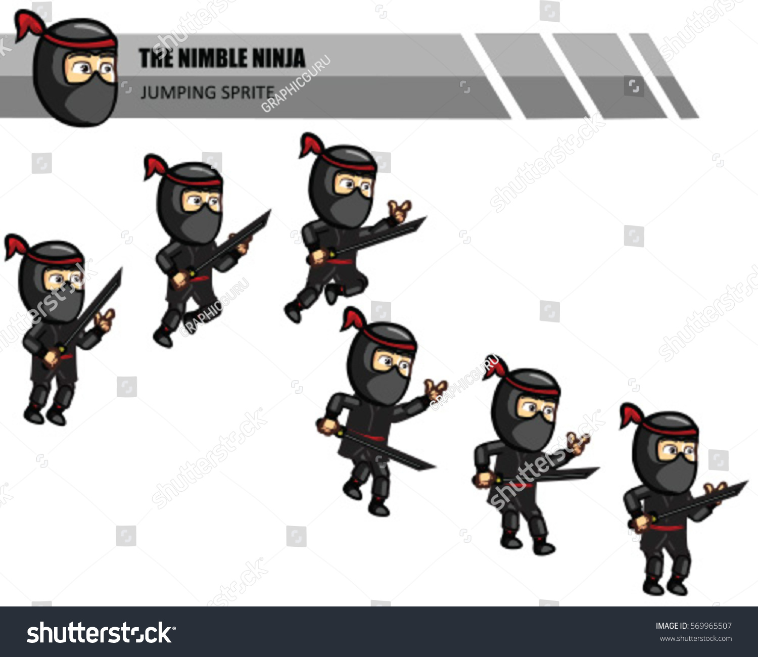 Ninja Cartoon Game Animation Sprite Stock Vector (Royalty Free) 569965507