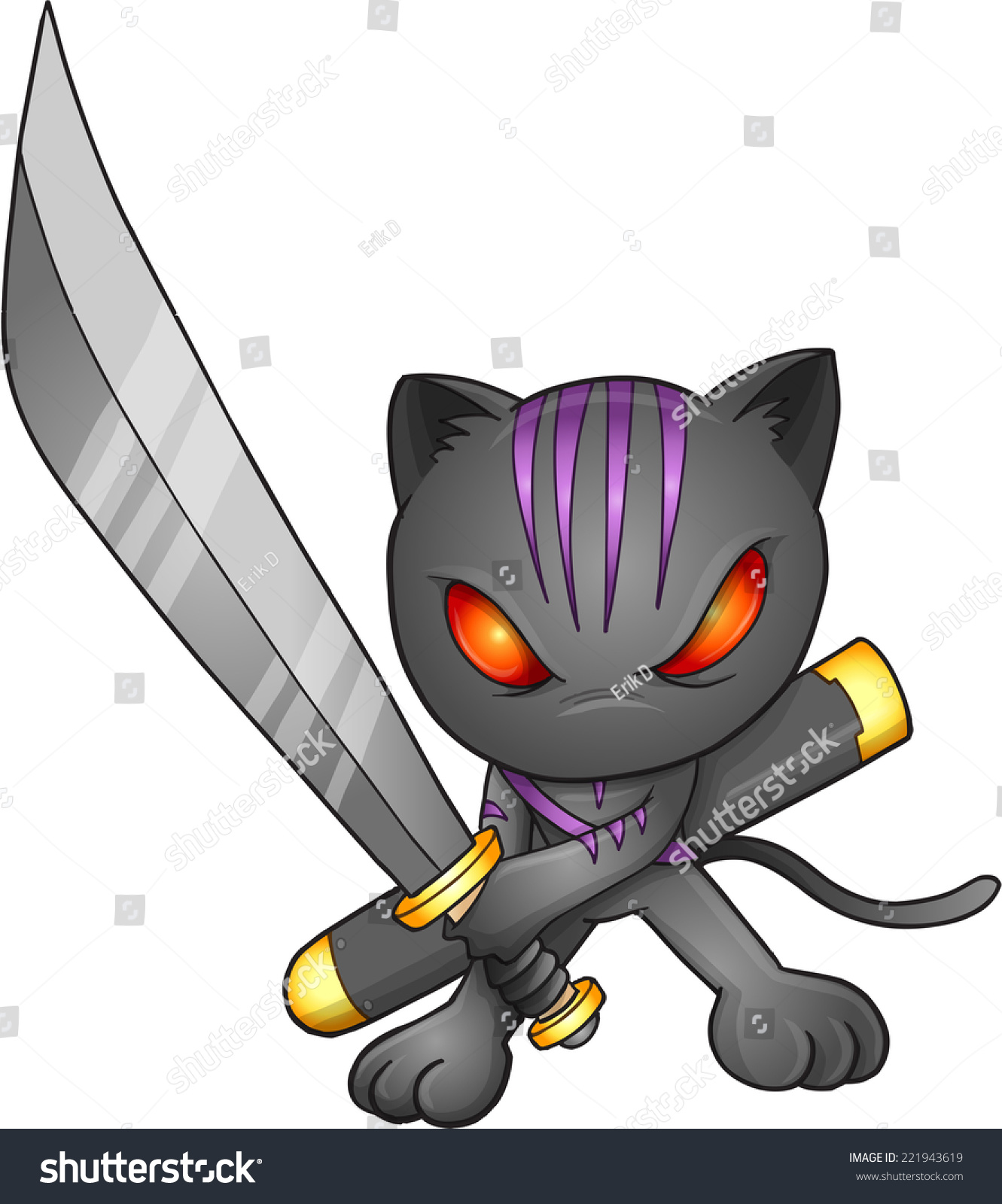 Ninja Cat Vector Illustration Art Stock Vector (Royalty Free) 221943619 ...