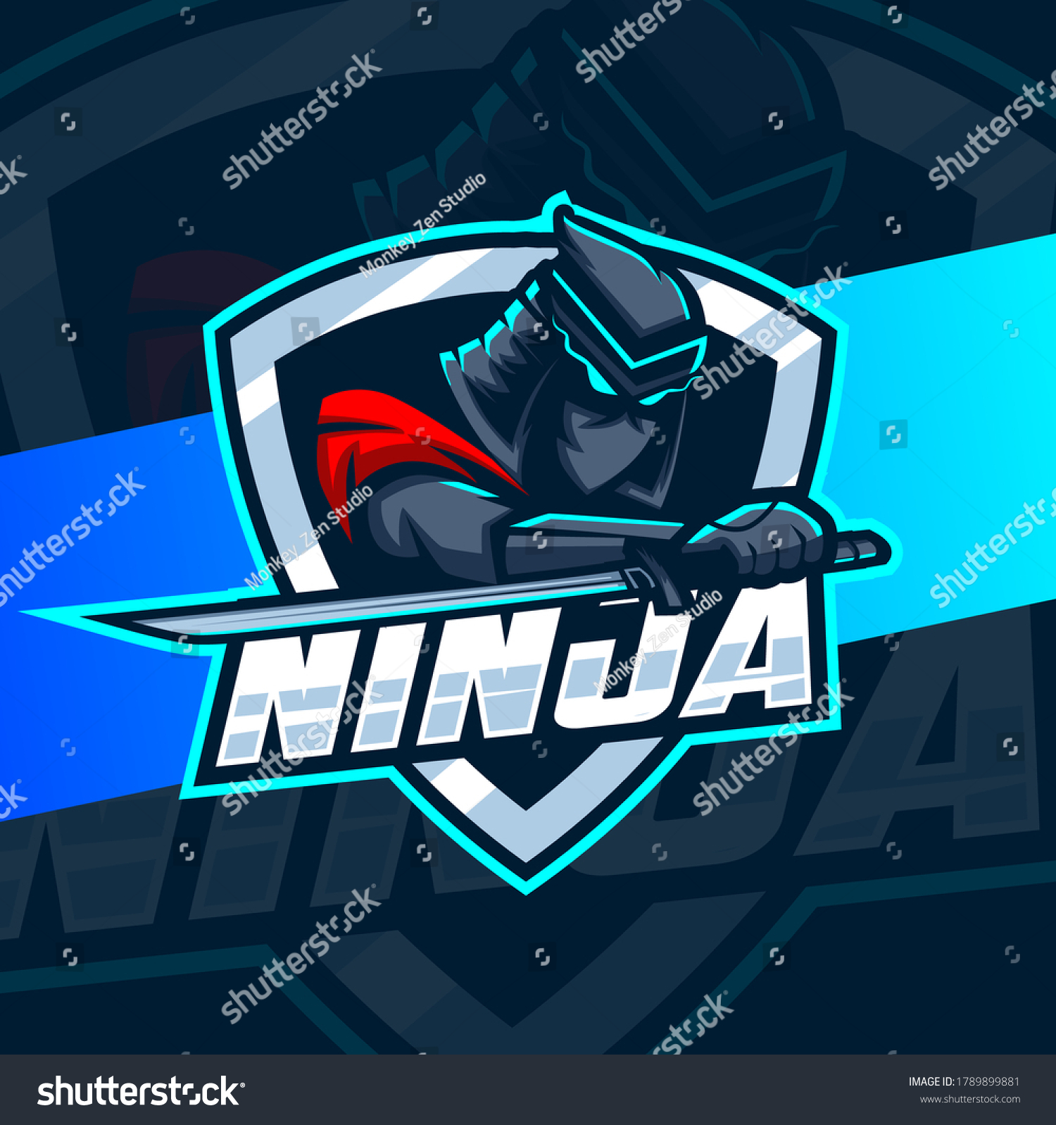 Ninja Mascot Esport Logo Design Stock Vector (Royalty Free) 1789899881 ...