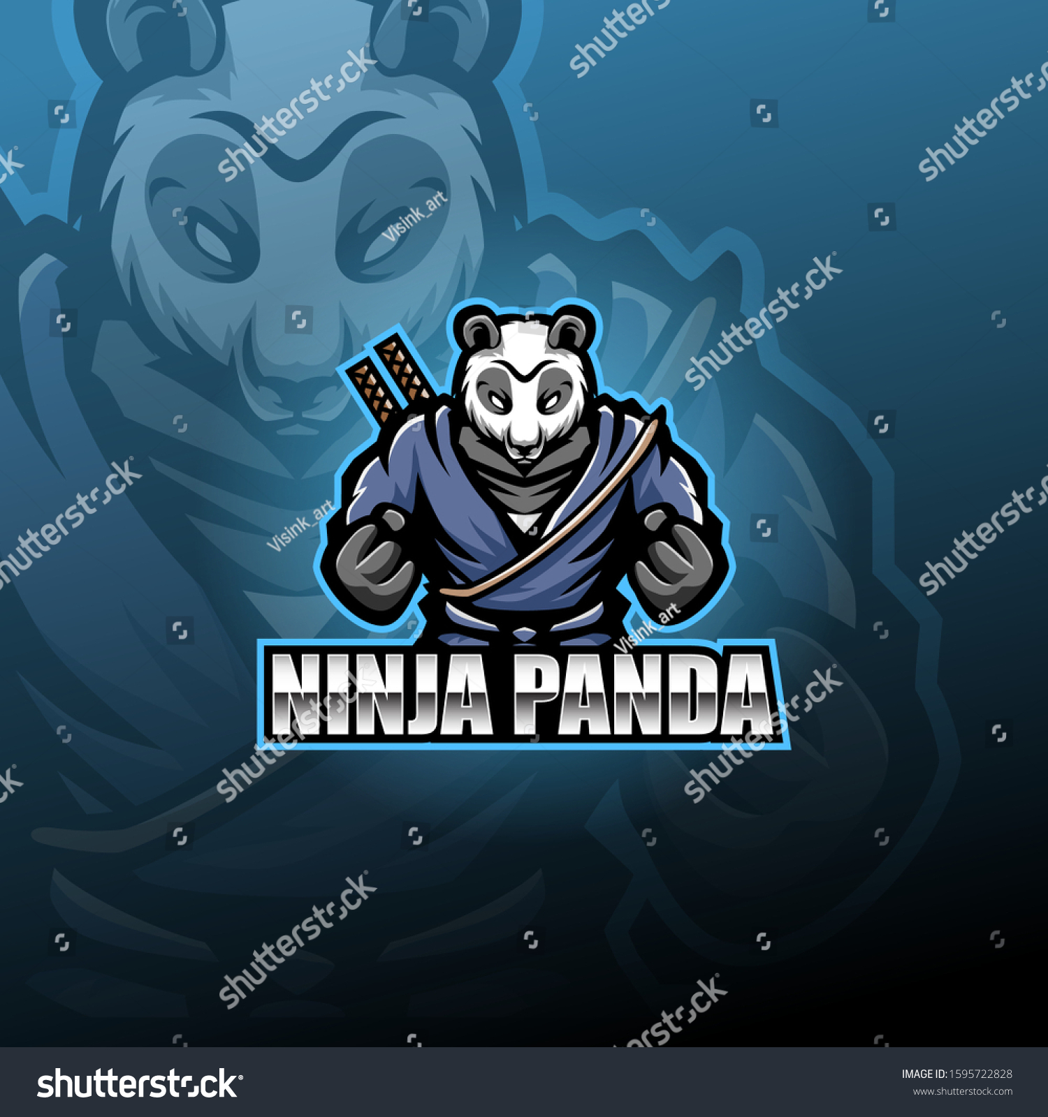 Ninja Panda Esport Mascot Logo Stock Vector (Royalty Free) 1595722828 ...