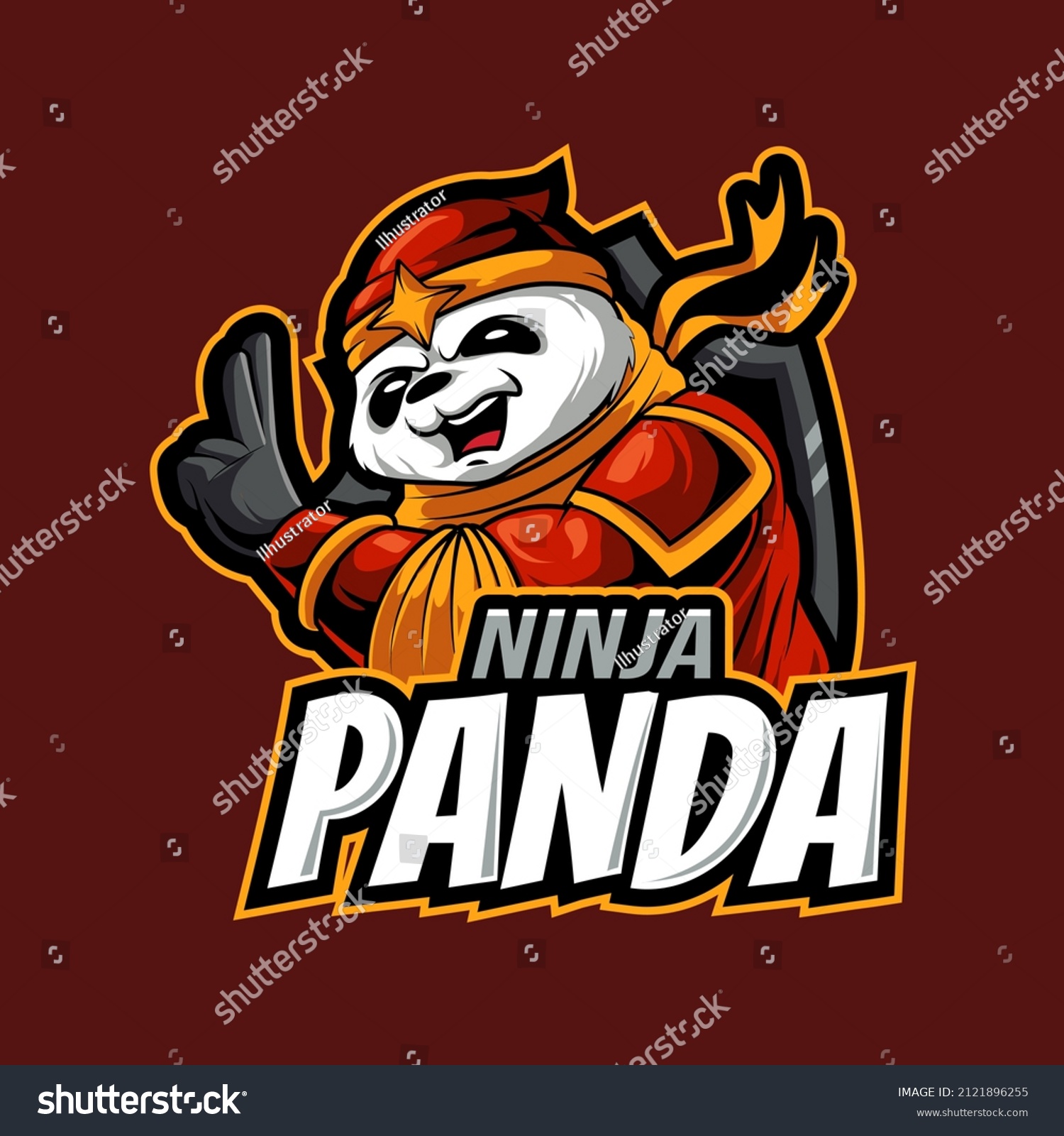 Ninja Panda Mascot Logo Vector Illustration Stock Vector (Royalty Free ...