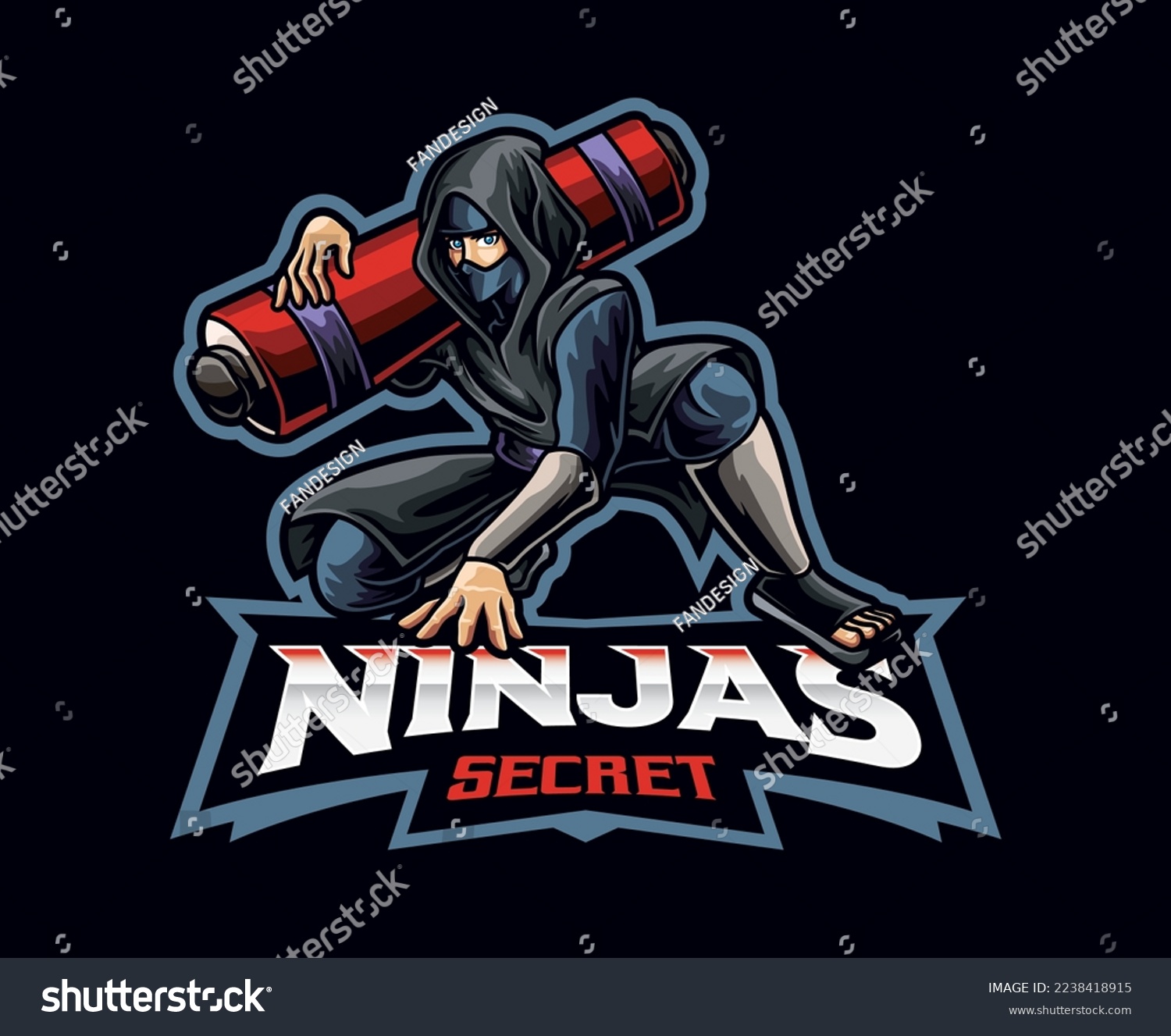 SVG of Ninja scroll's secret mascot logo design. Ninja scrolls vector illustration. Logo illustration for mascot or symbol and identity, emblem sports or e-sports gaming team svg