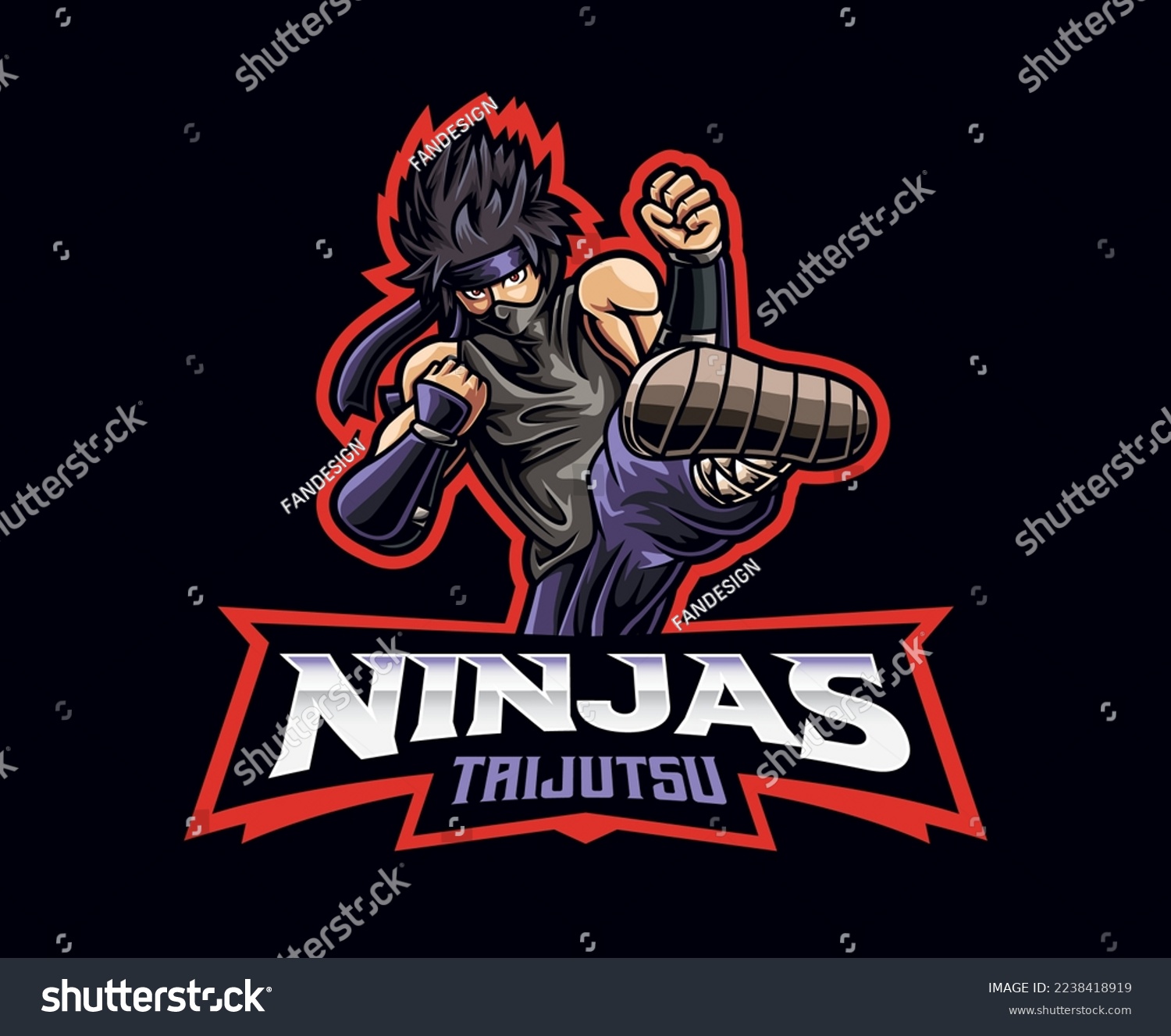 SVG of Ninja taijutsu mascot logo design. Body technique ninja vector illustration. Logo illustration for mascot or symbol and identity, emblem sports or e-sports gaming team svg