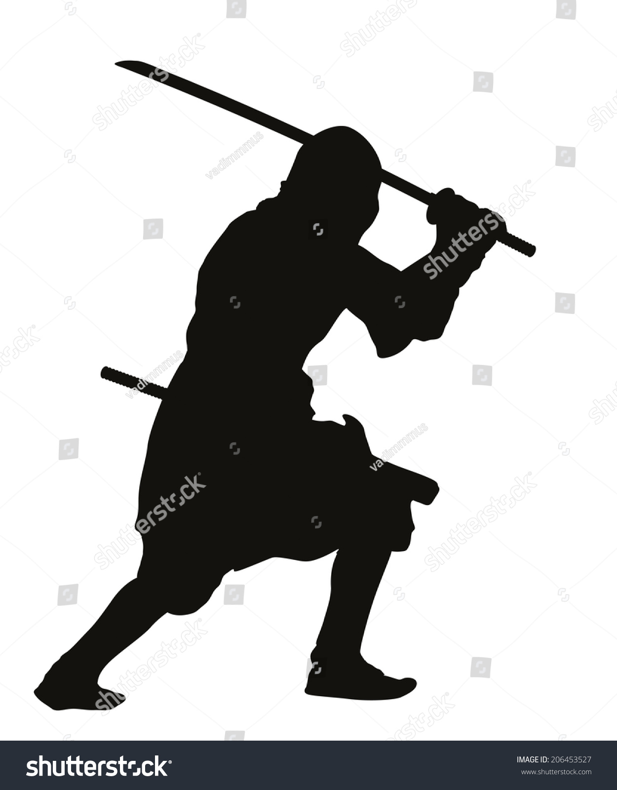 Download Ninja Warrior Sword Detailed Vector Silhouette Stock ...