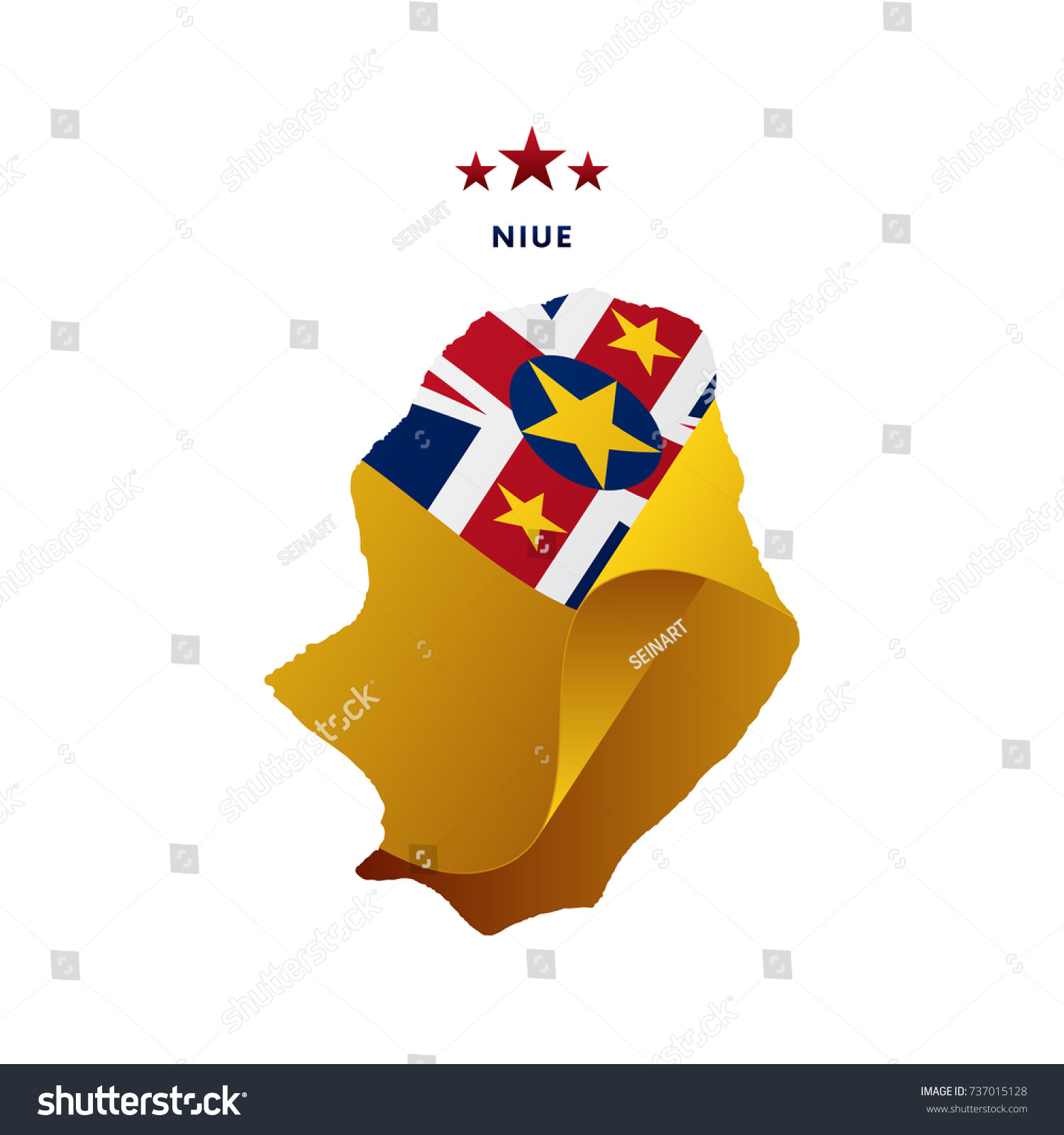 Niue Map Waving Flag Vector Illustration Stock Vector Royalty Free