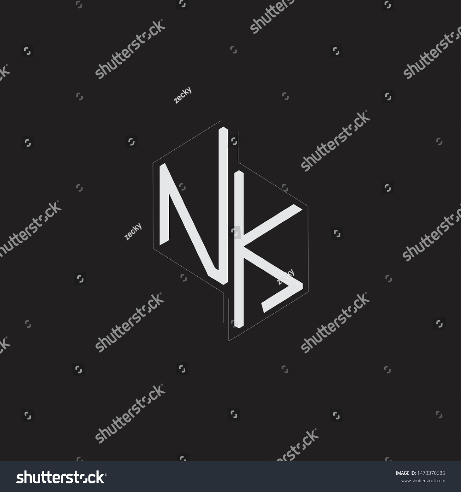 Nk Initial Letters Logo Monogram Down Stock Vector Royalty Free