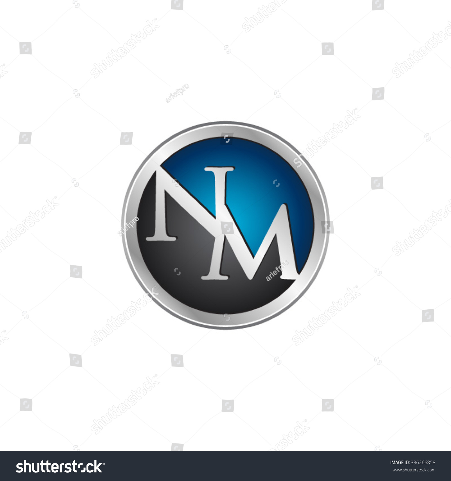Nm Initial Circle Logo Blue Stock Vector Royalty Free Shutterstock
