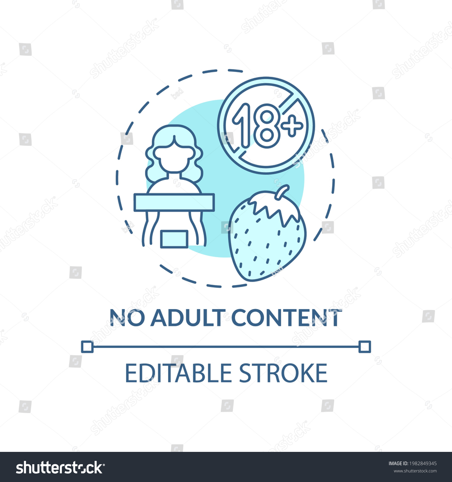 SVG of No adult content concept icon. Social media safety idea thin line illustration. Child protection from accessing adult websites. Vector isolated outline RGB color drawing. Editable stroke svg