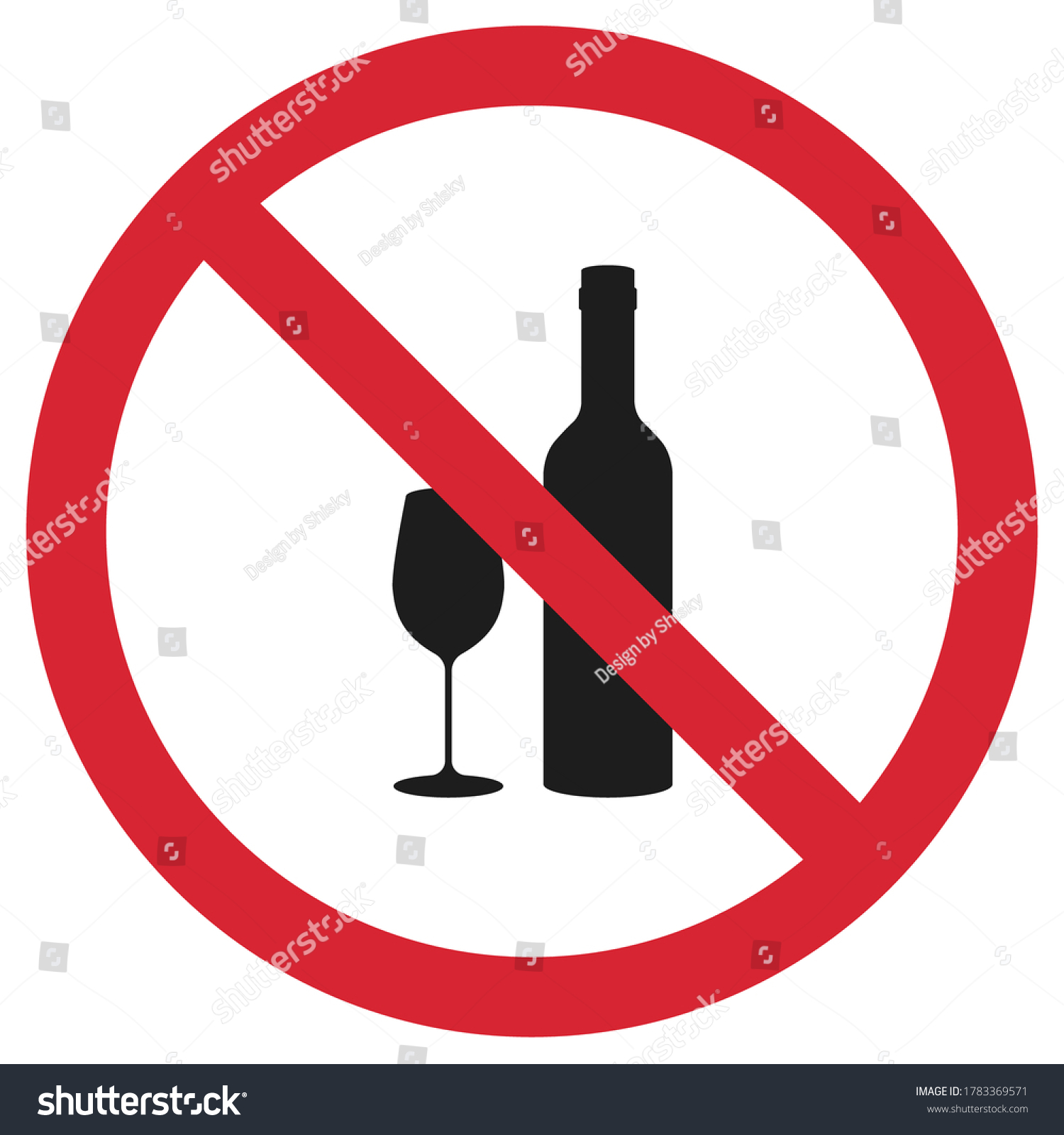 No Alcohol Alcohol Ban Sign On Stock Vector (Royalty Free) 1783369571