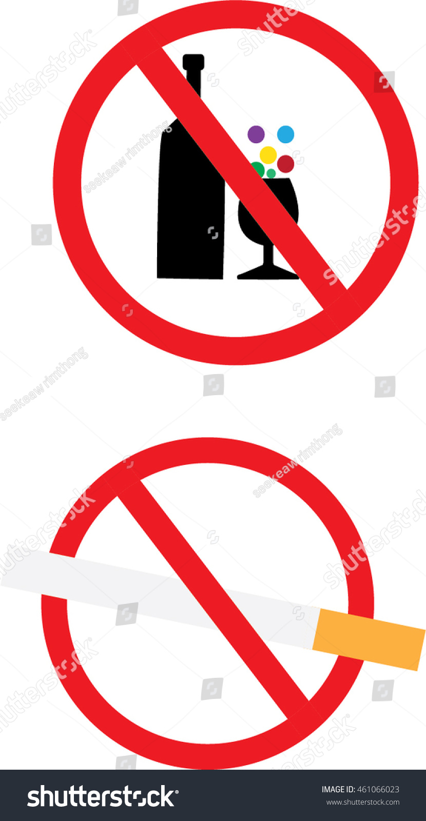 No Alcohol Drinksprohibits Sign Cigarette Icon Stock Vector (Royalty ...