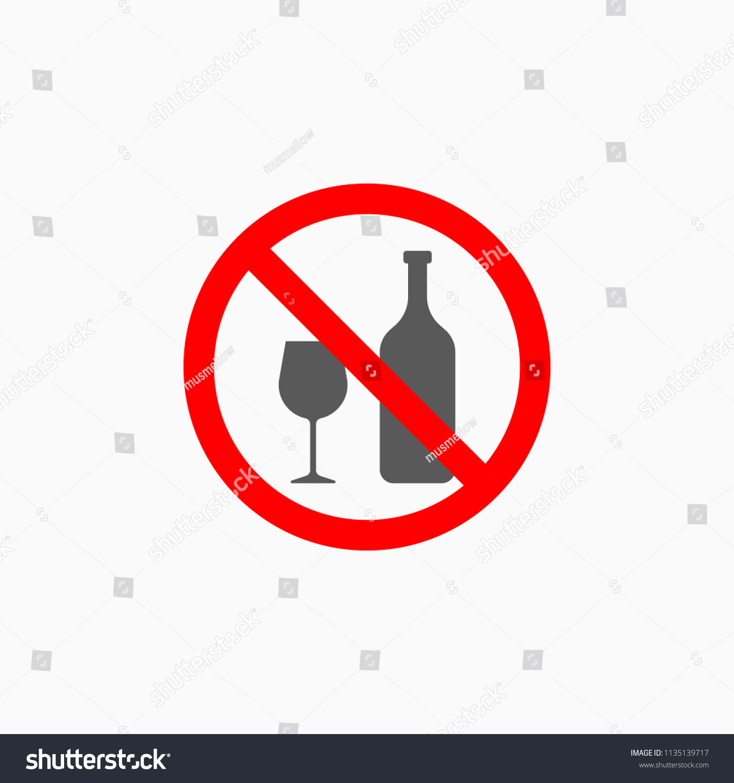 No Alcohol Icon No Drinking Vector Stock Vector Royalty Free