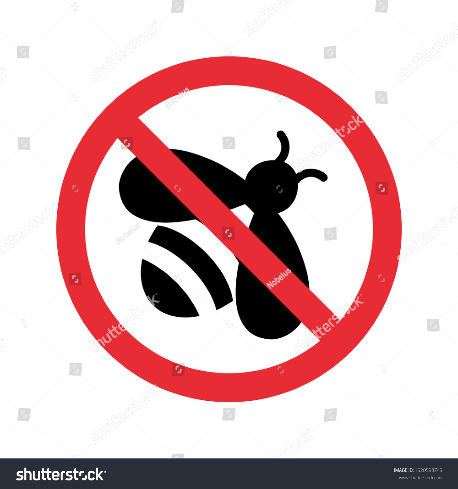 Welp No Bee Ban Sign Anti Beetle Stock Vector (Royalty Free) 1520598749 ZY-02