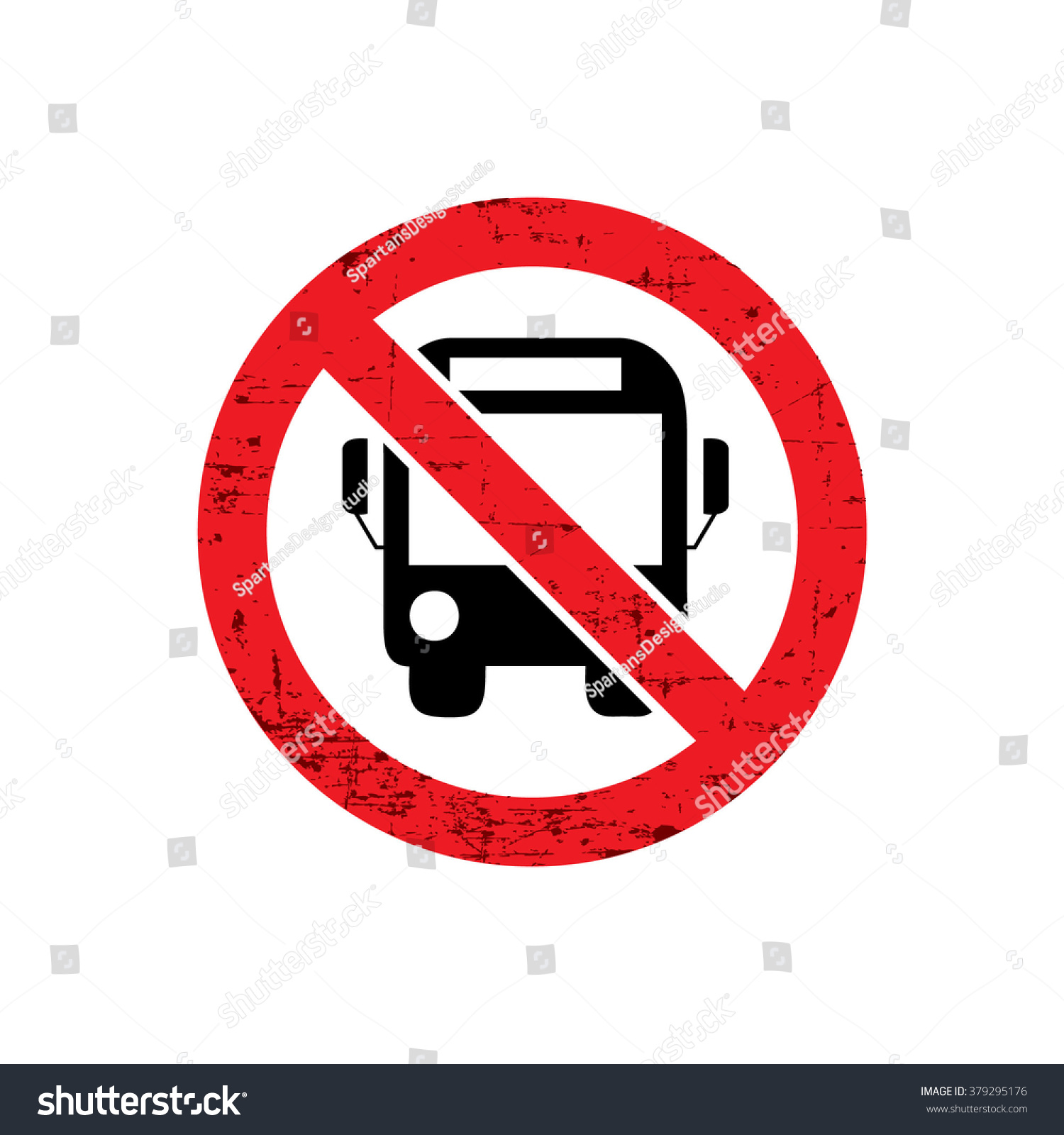 No Bus Sign Worn Effect Stock Vector (Royalty Free) 379295176