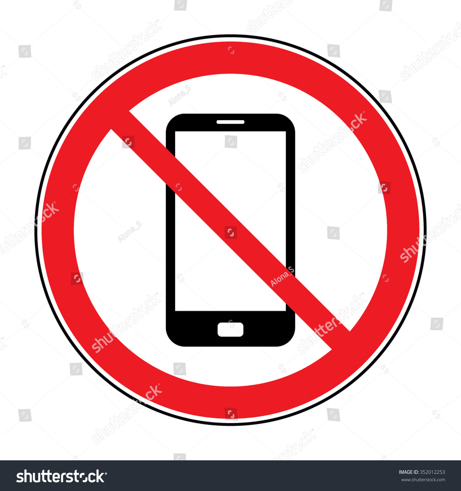 No Cell Phone Sign. Mobile Phone Ringer Volume Mute Sign. No Smartphone ...