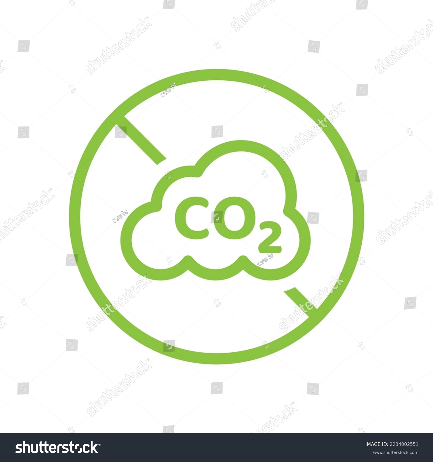 SVG of No co2 prohibition vector sign. Zero carbon dioxide emissions, carbon free icon. svg