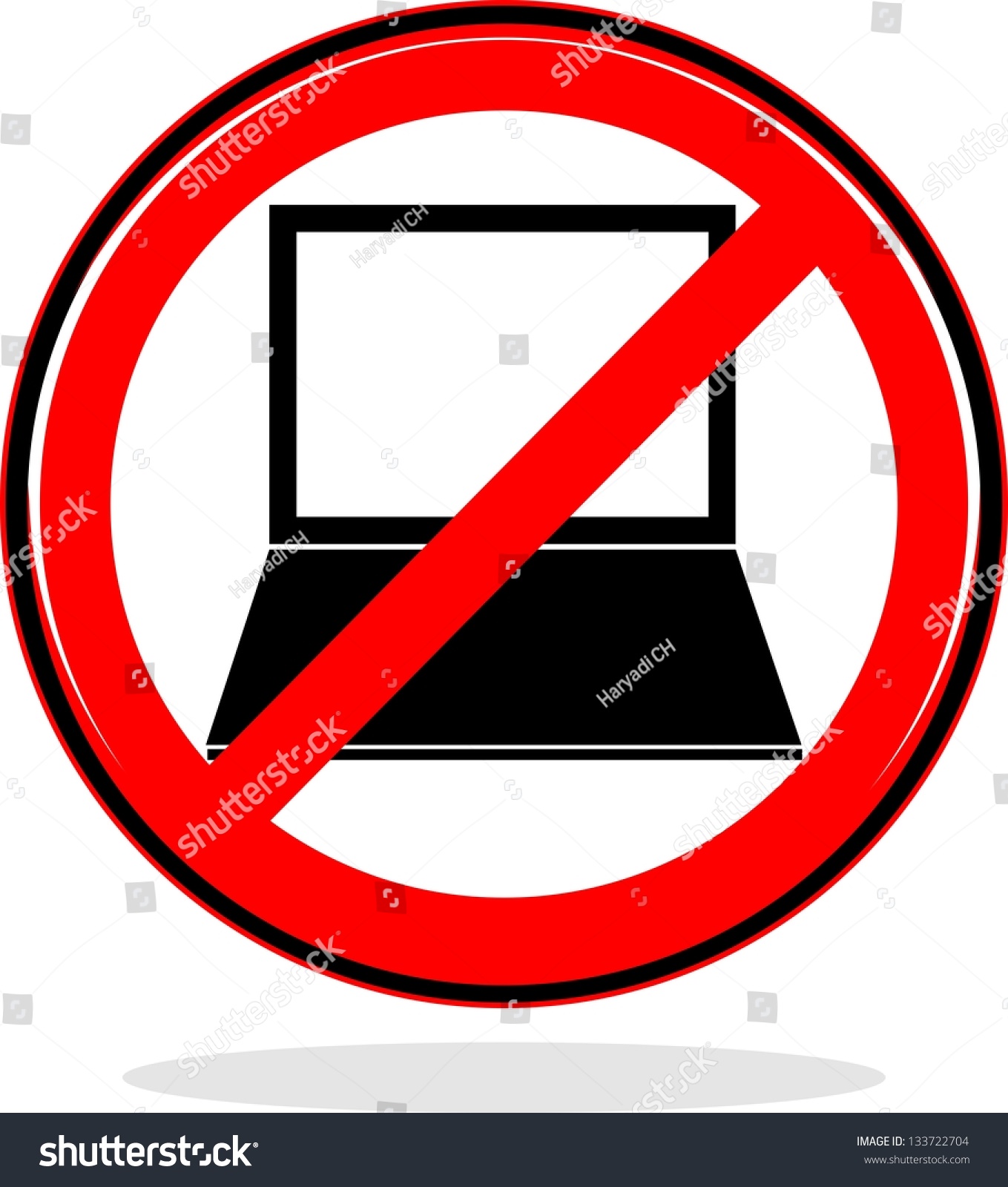No Computers Vector Sign Stock Vector 133722704 Shutterstock