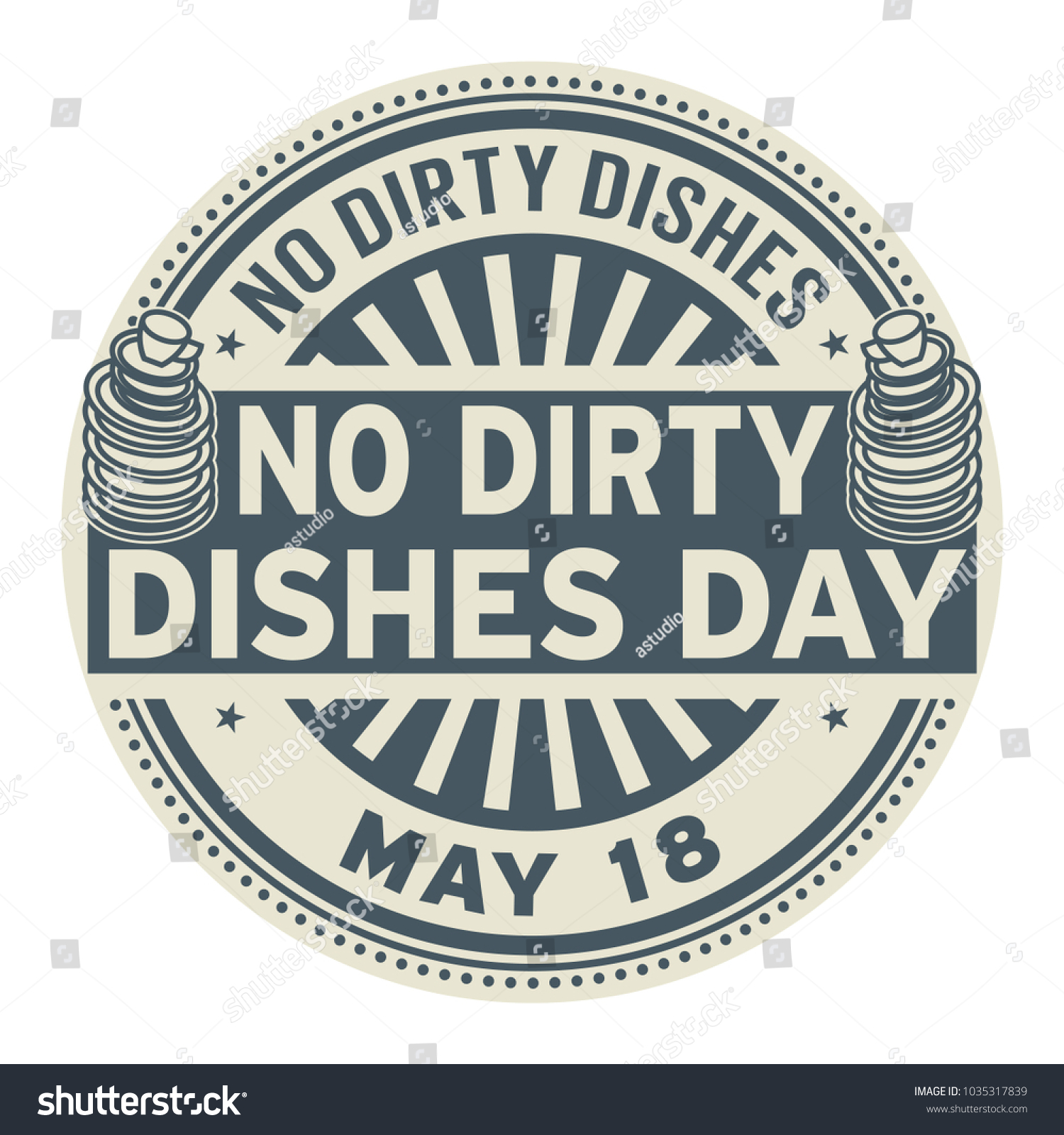 No Dirty Dishes Day May 18 Stock Vector (Royalty Free) 1035317839 ...