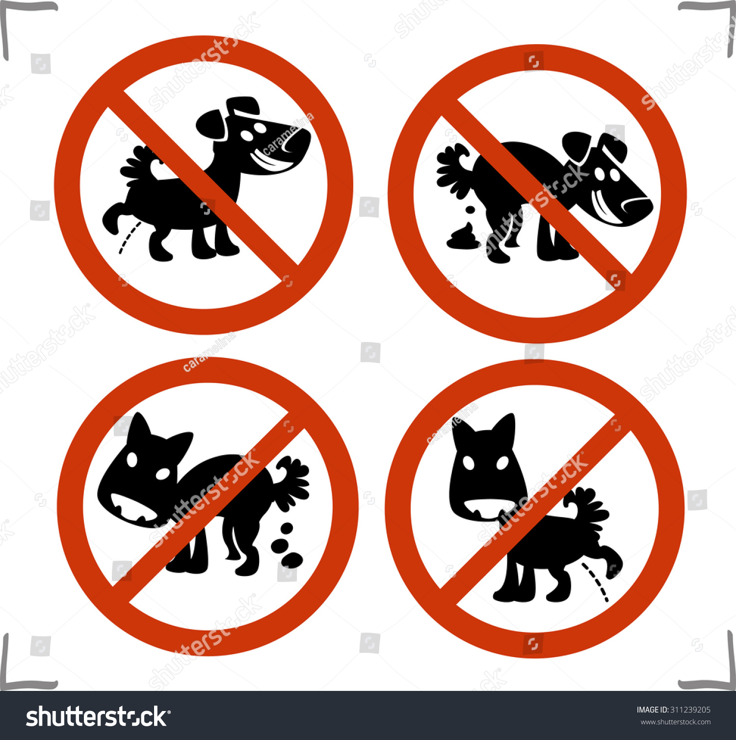 No Dog Pooping Signs Stock Vector Royalty Free 311239205