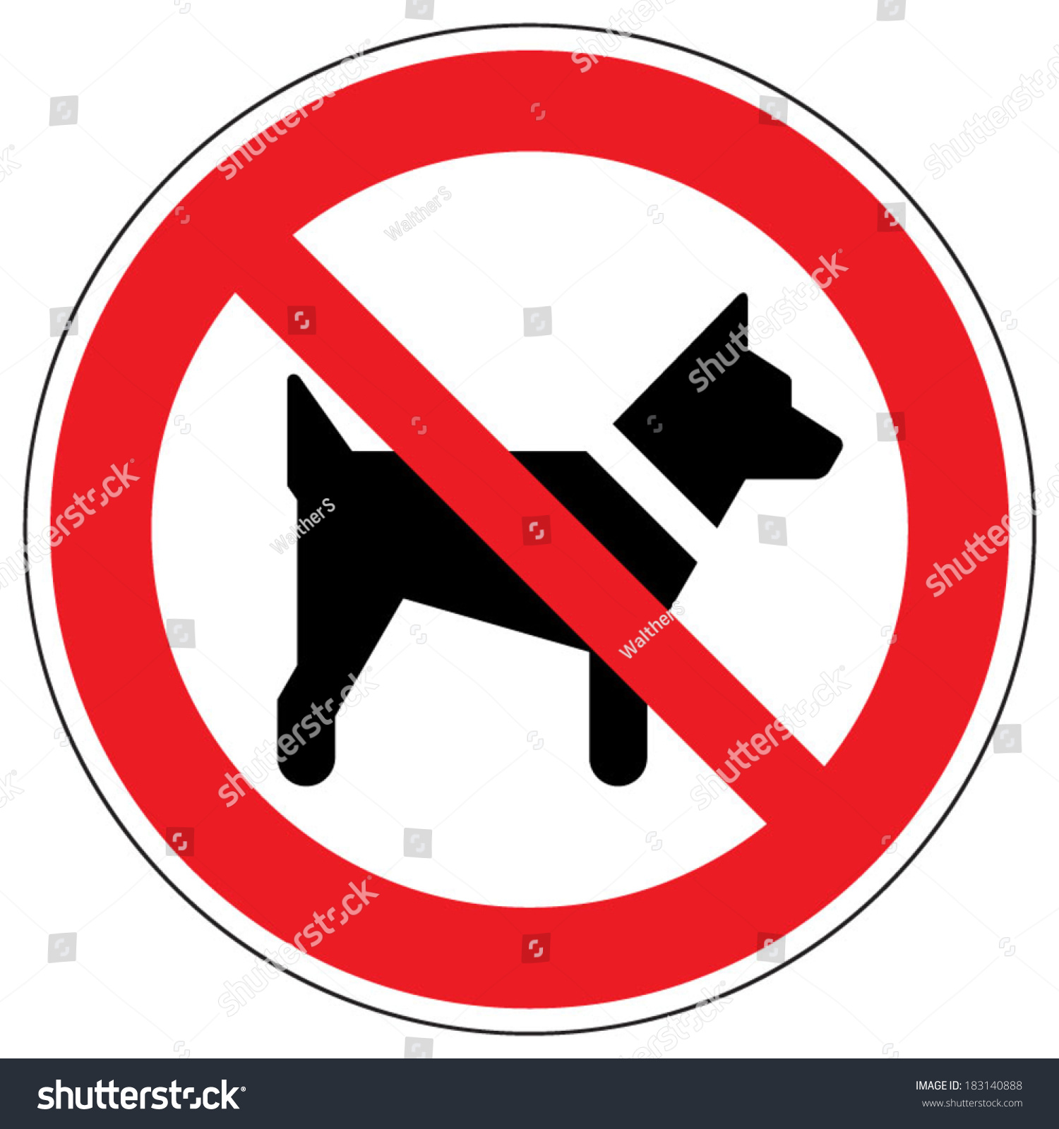 No Dogs Sign Stock Vector 183140888 : Shutterstock