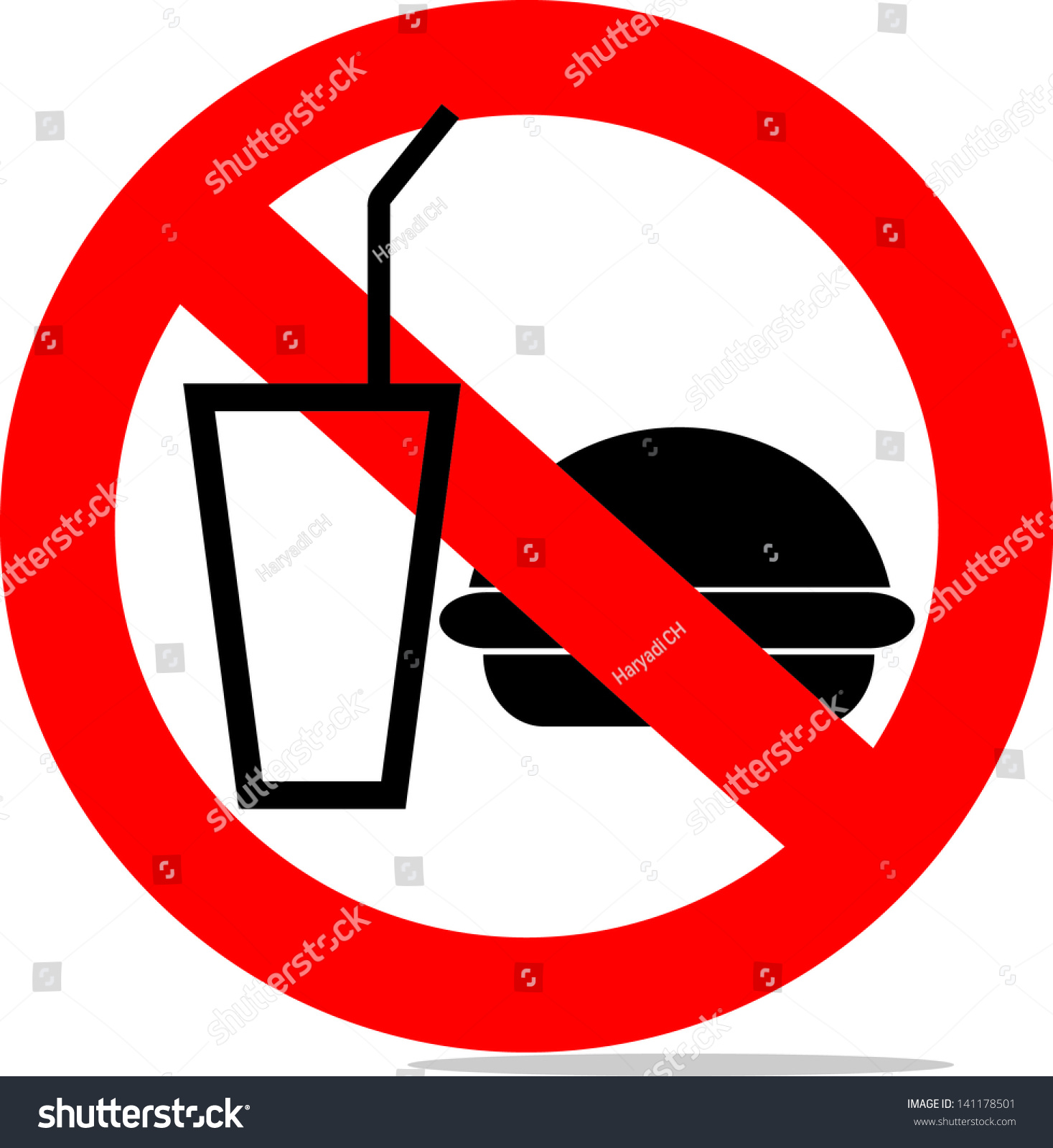 No Eating And Drinking, Icon Vector - 141178501 : Shutterstock