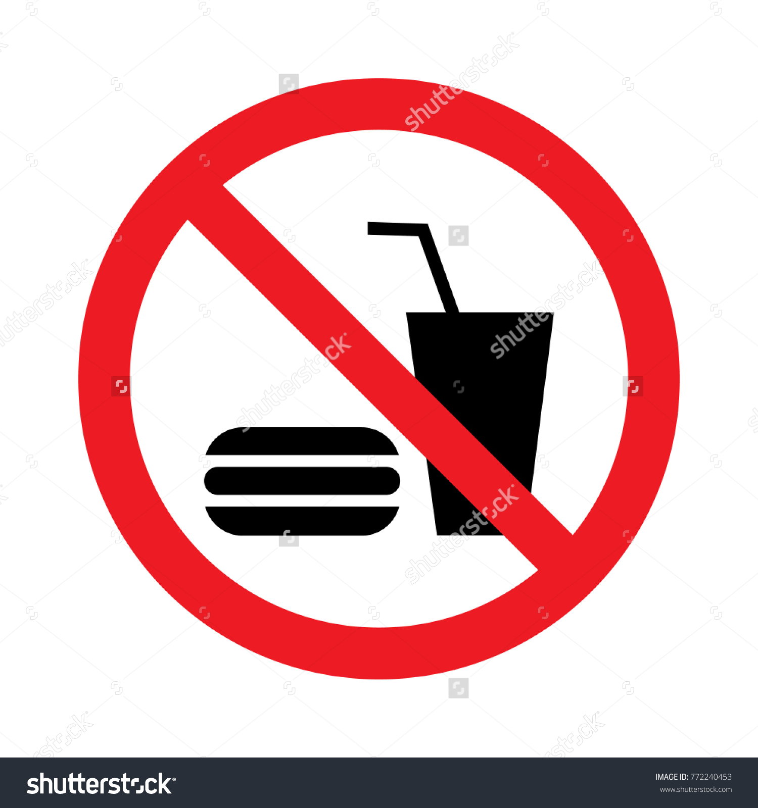 飲食禁止のロゴ のベクター画像素材 ロイヤリティフリー
