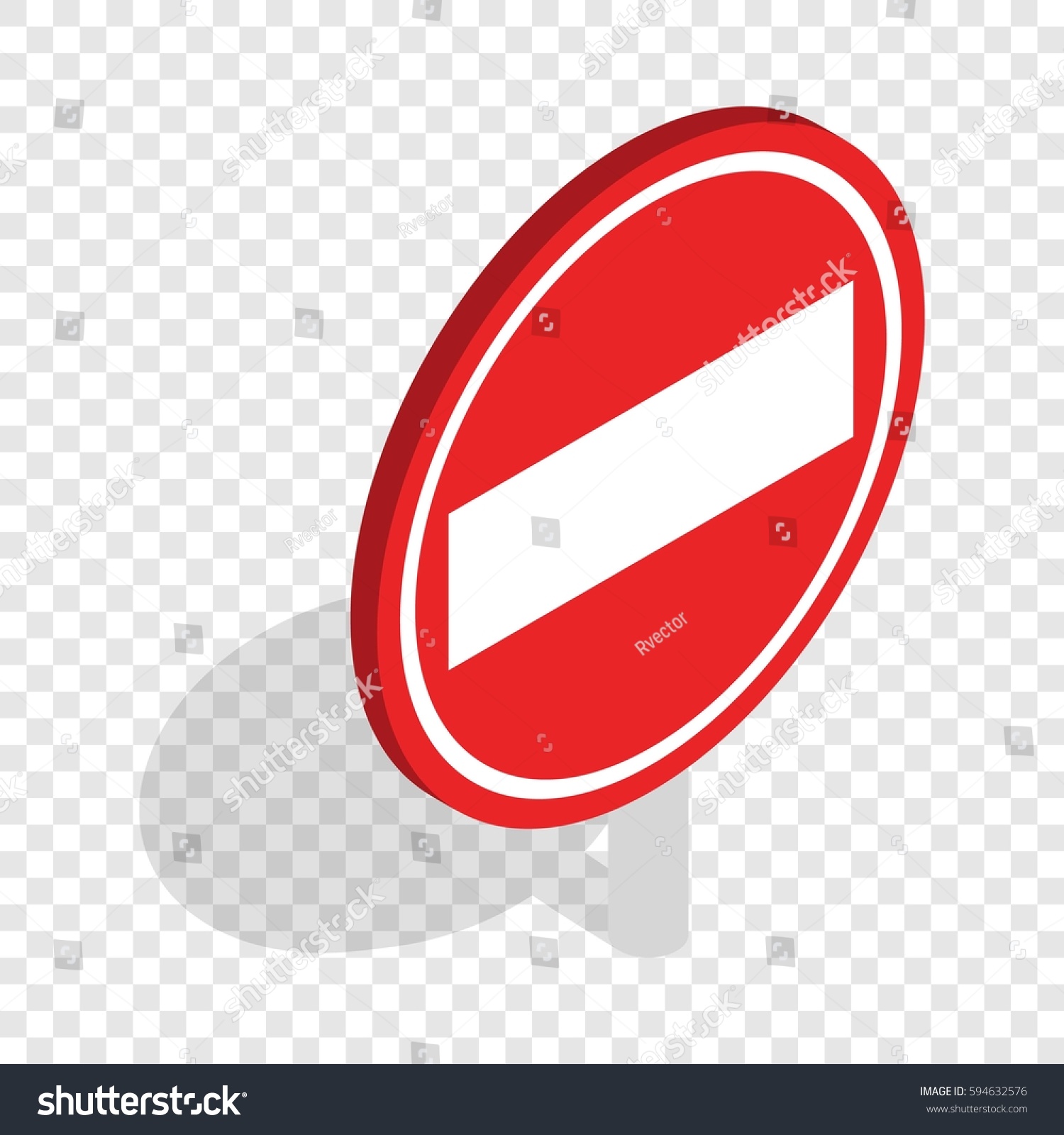 Vektor Stok No Entry Traffic Sign Isometric Icon Tanpa Royalti