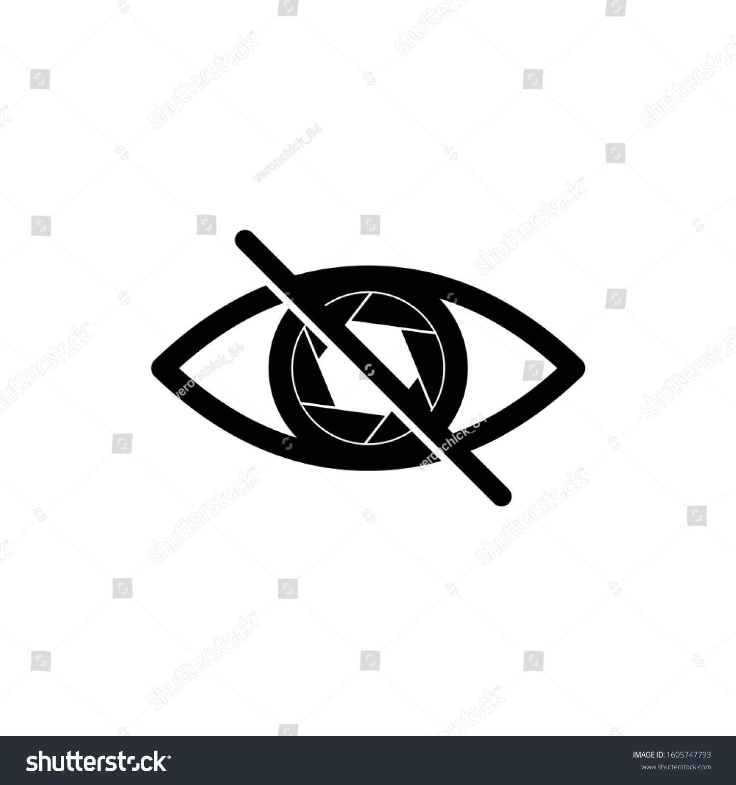 No Eye Icon Avoid Eye Contact Stock Vector (Royalty Free) 1605747793