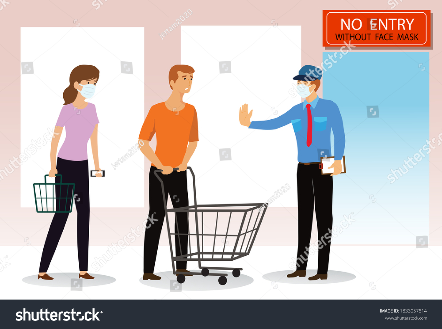 No Face Mask No Entry People Stock Vector (Royalty Free) 1833057814 ...