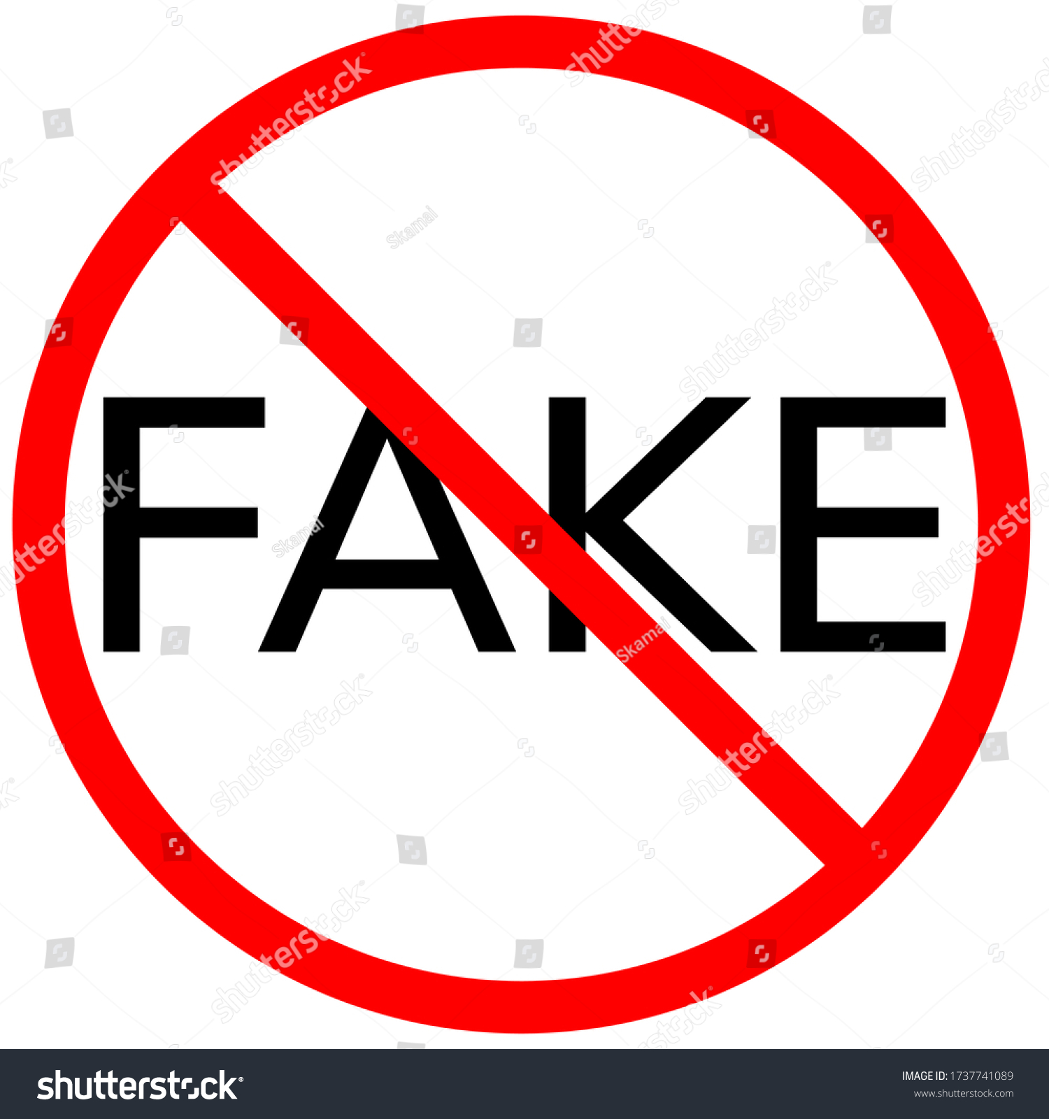 No Fake Sign Red Circle Vector Stock Vector (Royalty Free) 1737741089