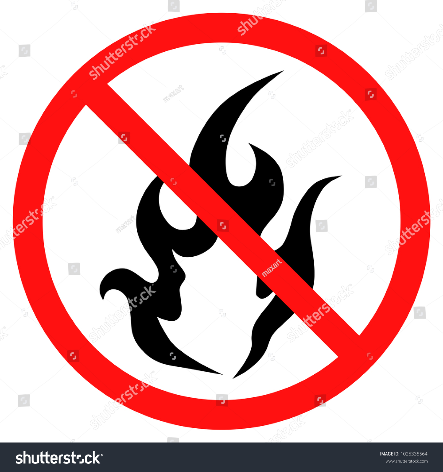 No Fire Sign Prohibition Open Flame Stock Vector Royalty Free