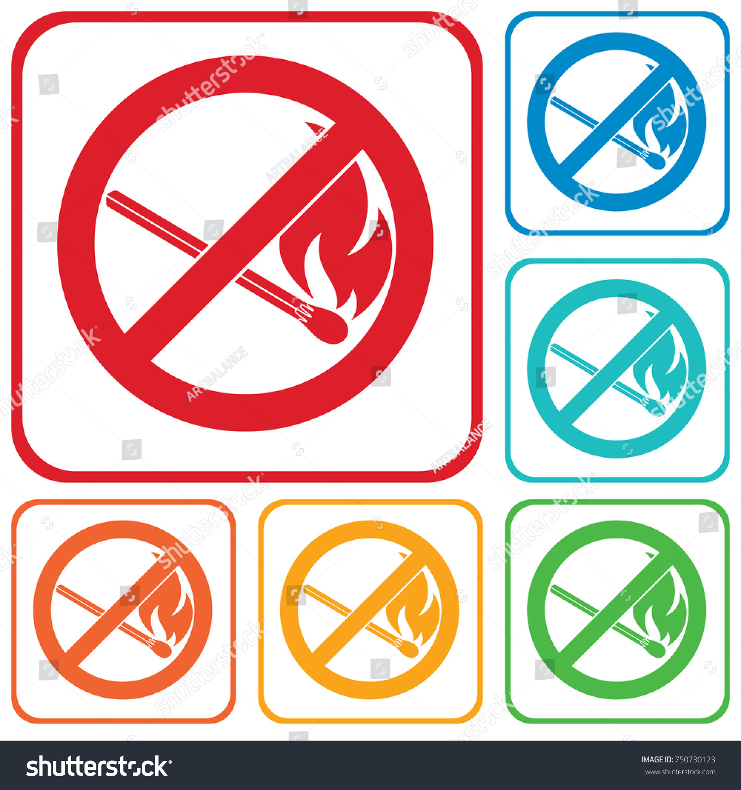 No Fire Sign Prohibition Open Flame Stock Vector Royalty Free