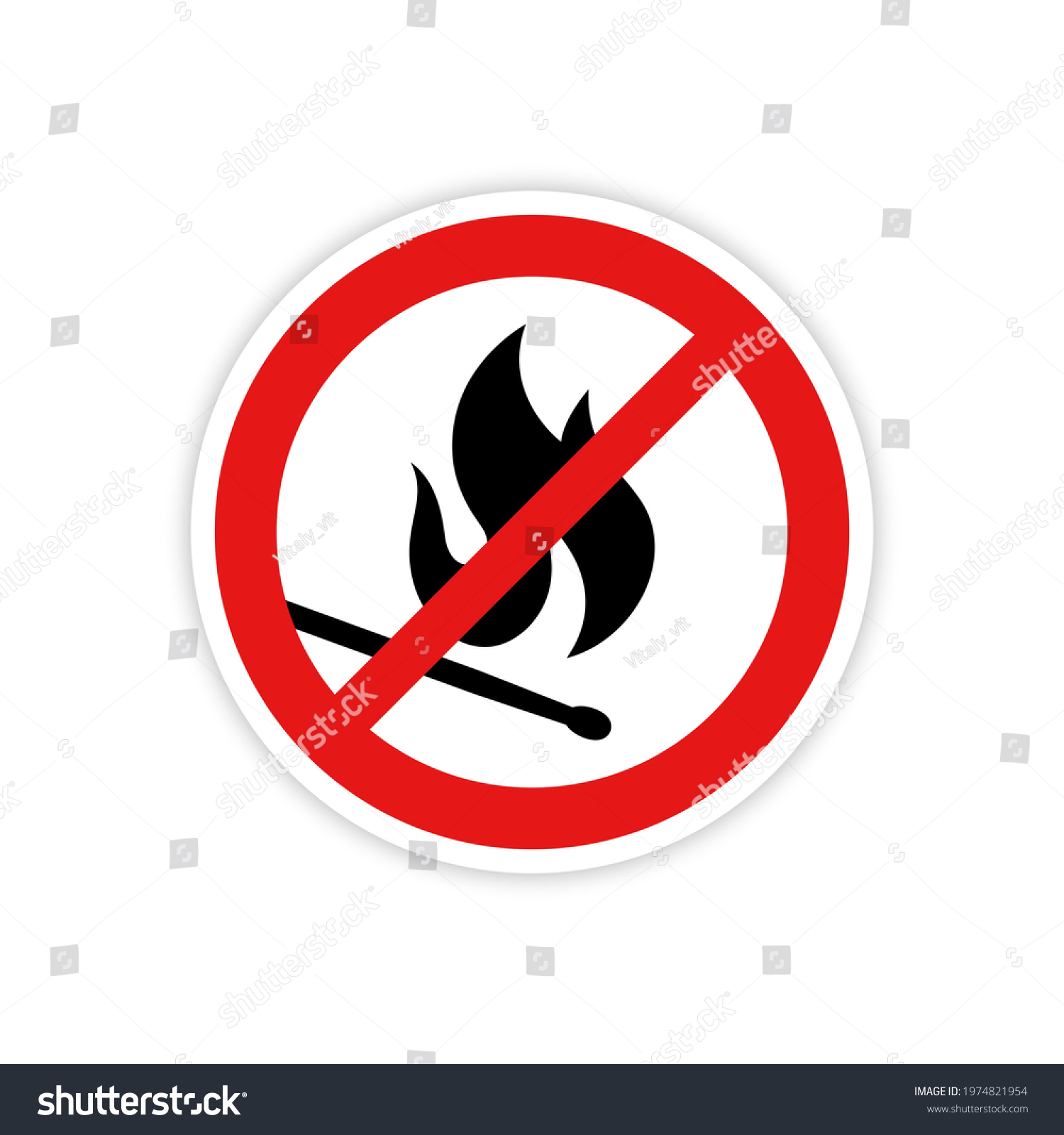 No Flames Sign Prohibition Sign Burning Stock Vector (Royalty Free ...