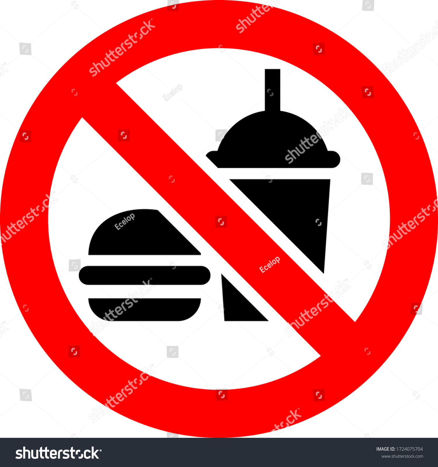 No Food Drink Forbidden Sign Modern Stock Vector (Royalty Free) 1724075704