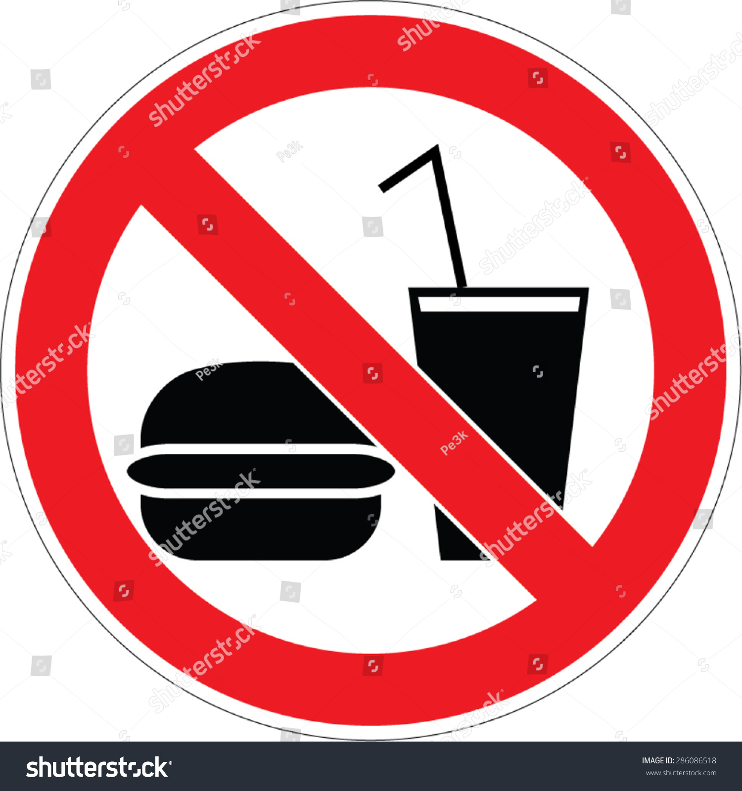 No Food And Drinks / Eating Forbidden Sign Vector Illustration ...
